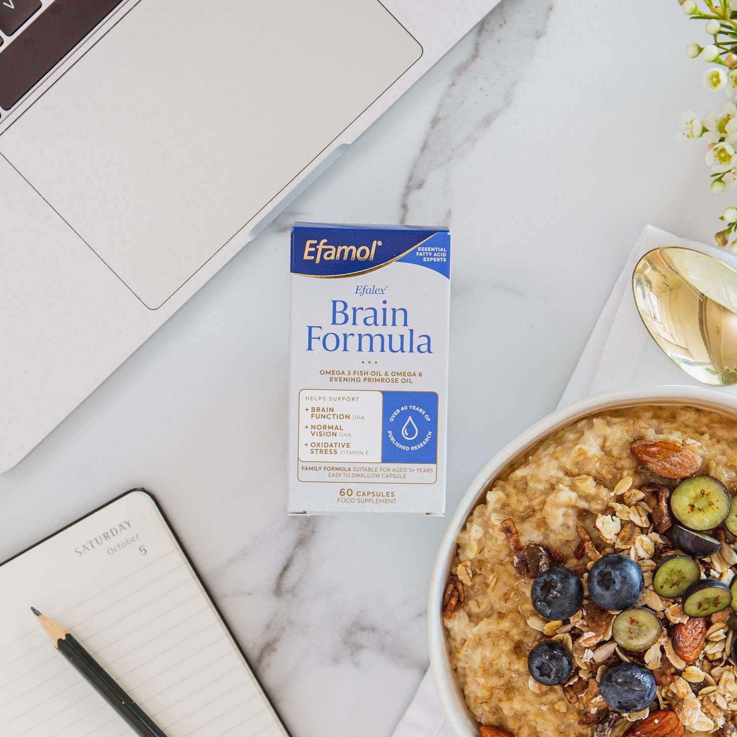 Efamol Efalex Brain Formula 120 Capsules - Premium Omega-3 & DHA Supplement for Memory, Focus & Cognitive Support - Perfect for Students, Professionals & Seniors