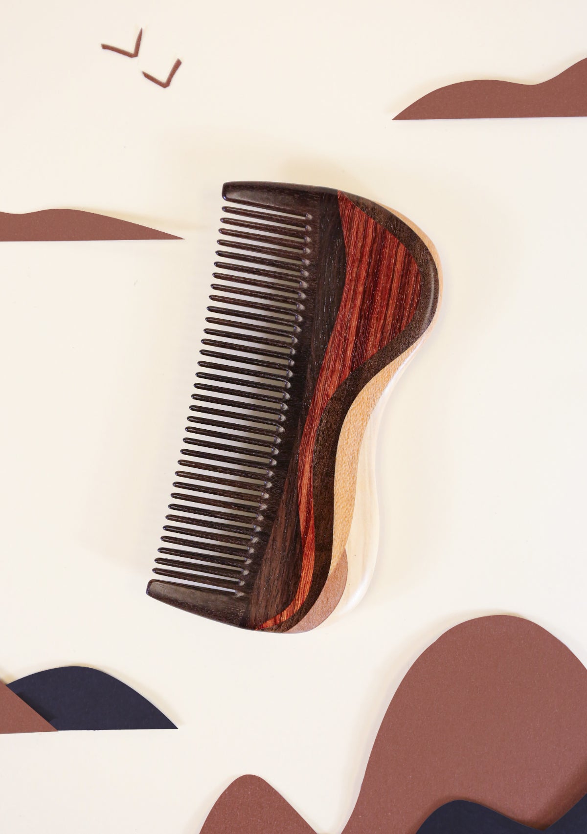 Premium Wooden Hair Comb for Women & Men - Wide Tooth Detangling Comb for Thick, Curly & Wet Hair - Perfect for Travel, Home & Salon Use