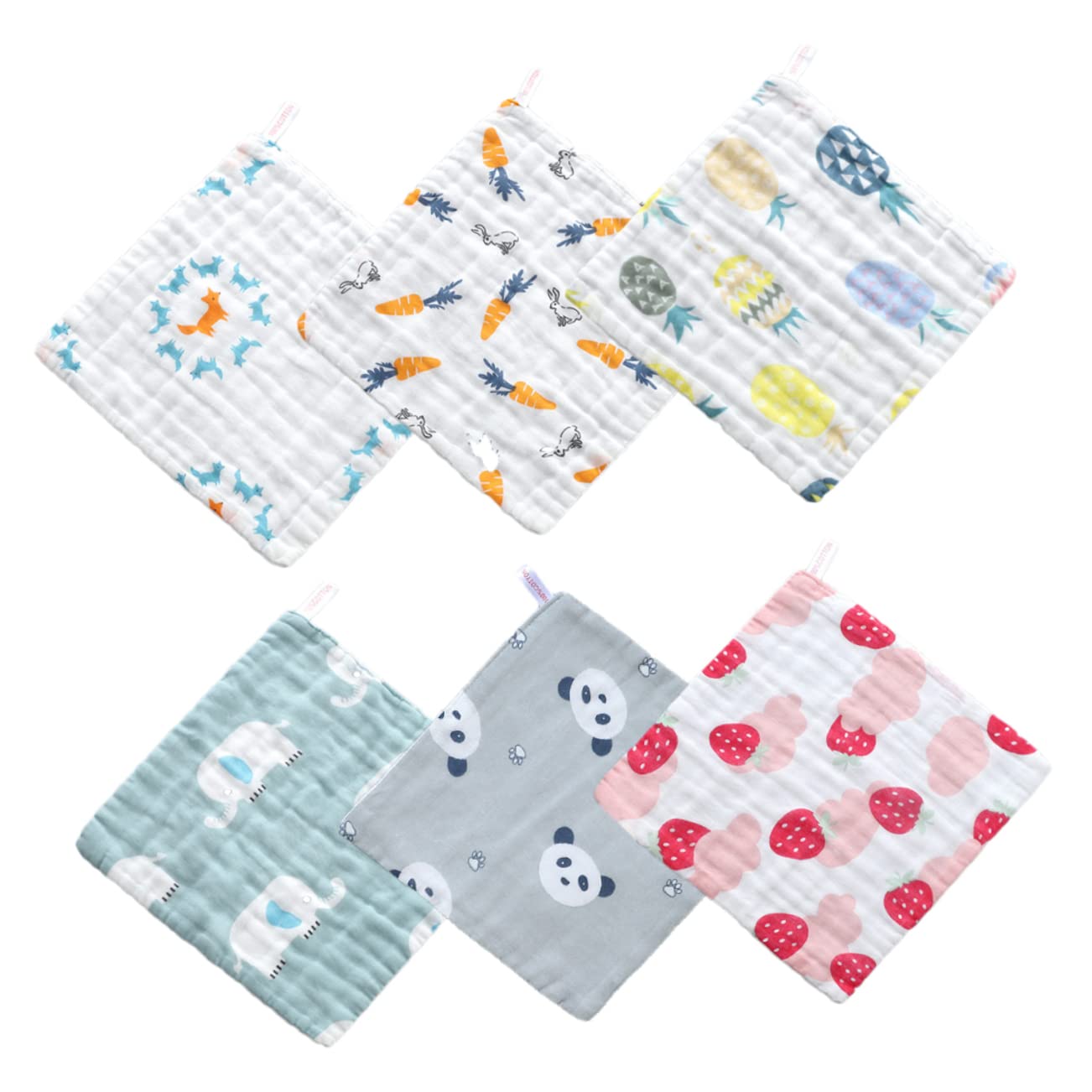 Catiebye 6-Piece Organic Cotton Muslin Baby Washcloths & Towels Set - Ultra Soft, Hypoallergenic, Gentle for Newborns, Infants, Boys & Girls - Perfect for Bath Time, Diaper Changes & Sensitive Skin Care