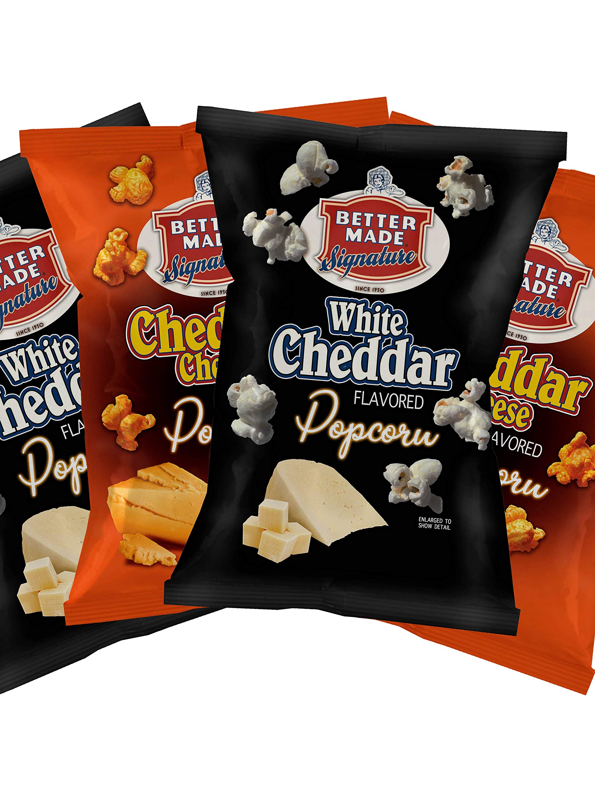 Better Made Special White Cheddar & Cheddar Cheese Popcorn Variety Pack - 4 Pack (8oz Each) | Gourmet Snack for Movie Nights, Parties & Office Breakroom Treats
