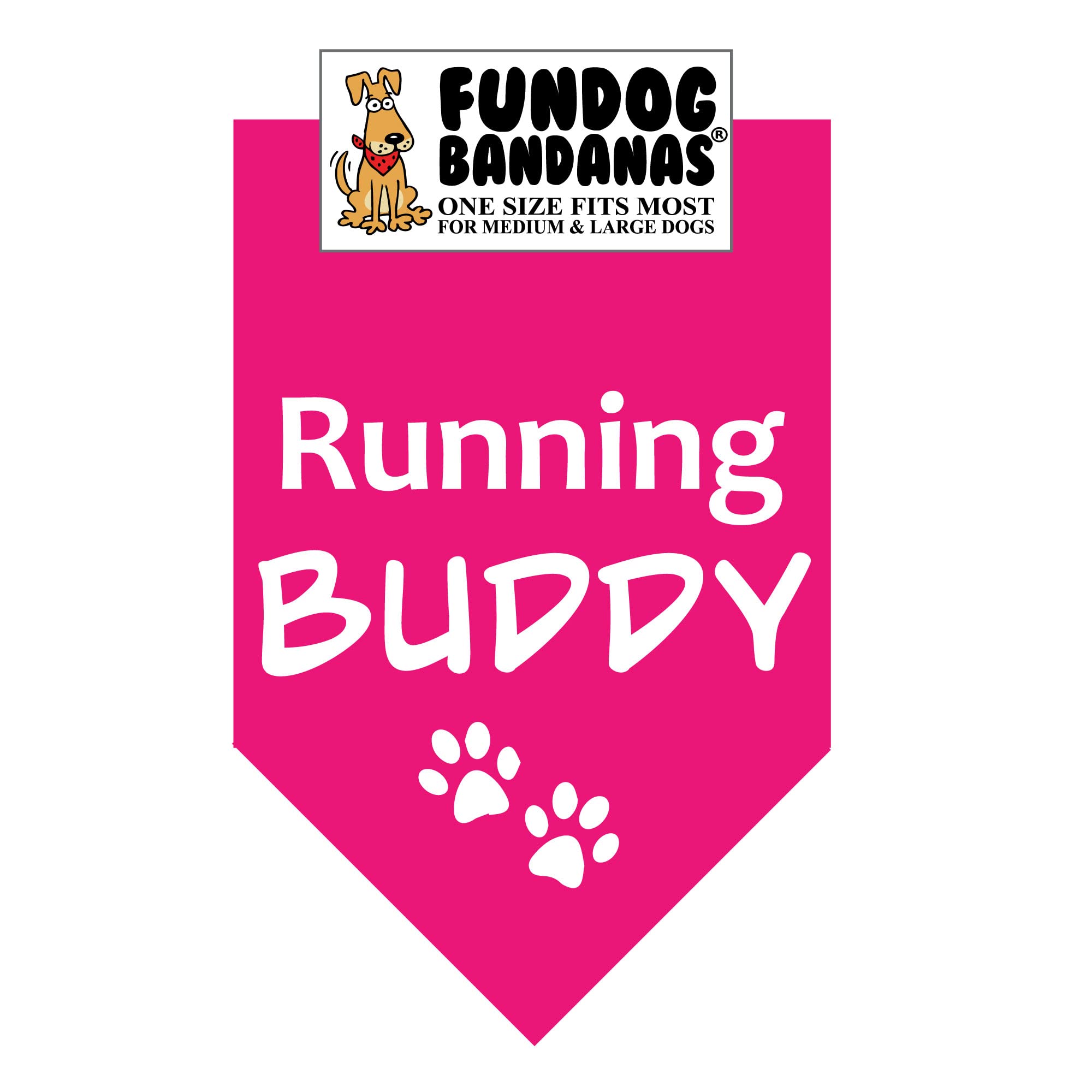 Running Buddy Dog Bandana - Adjustable One Size Fits Most Medium to Large Dogs - Hot Pink Bandana for Active Dogs - Perfect for Running, Hiking & Outdoor Adventures