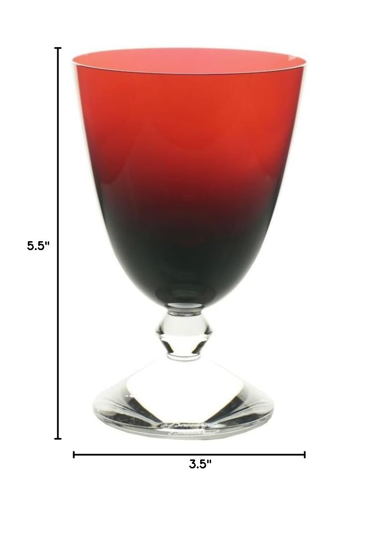 Baccarat Vega Small Ruby Red Water Glass - Elegant Crystal Drinking Glass for Wine, Cocktails & Home Decor - Perfect for Dining, Gifting & Luxury Entertaining