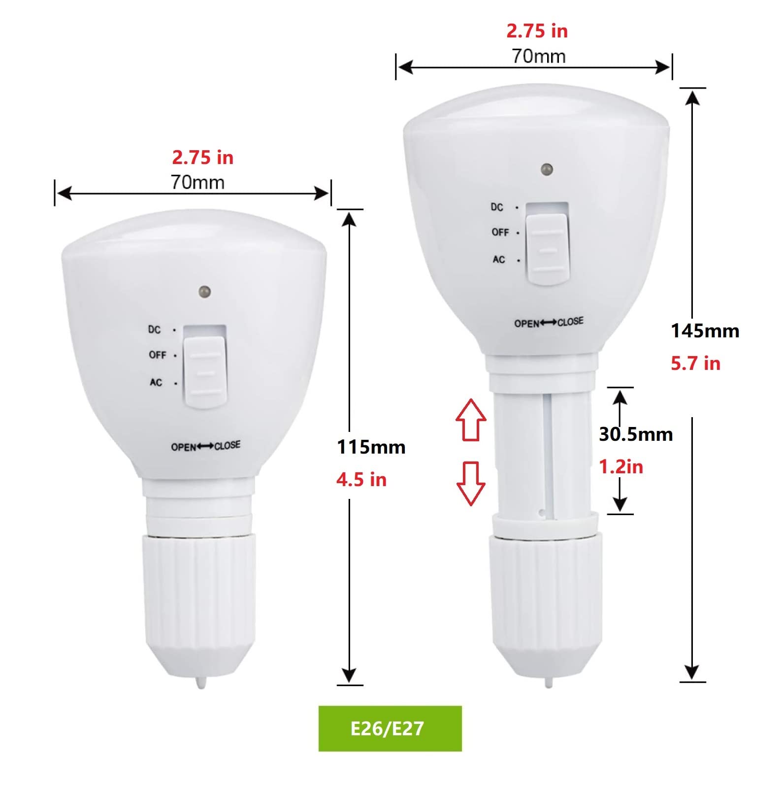 LSR 2-Pack Rechargeable Emergency LED Light Bulbs - 5W Dimmable Soft White & Daylight Bulbs with Remote Control, Battery Powered Backup Lighting for Power Outages, Camping, Storms & Home Safety