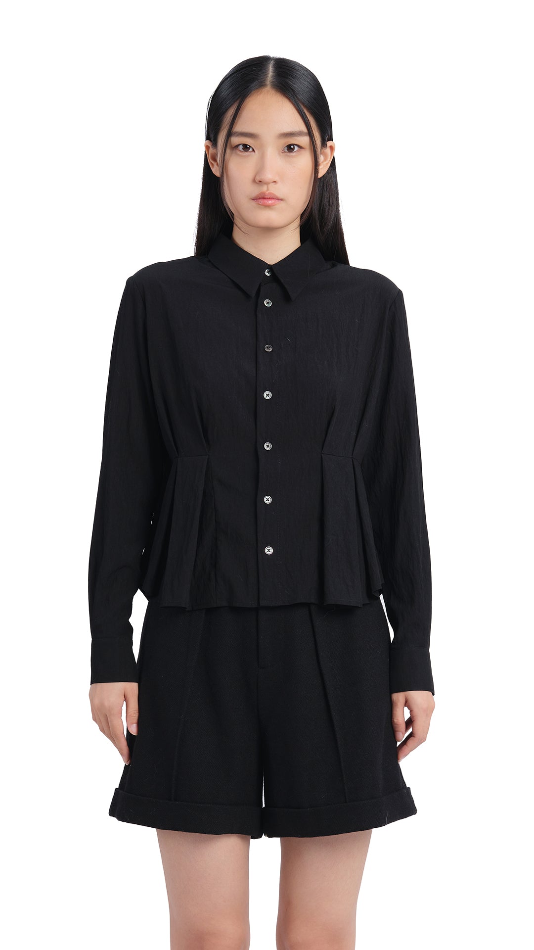 Elegant Pleated Flare Shirt for Women - Stylish Tunic Top with Ruffled Sleeves & Flowy Hem | Perfect for Office Wear, Date Nights & Casual Outings