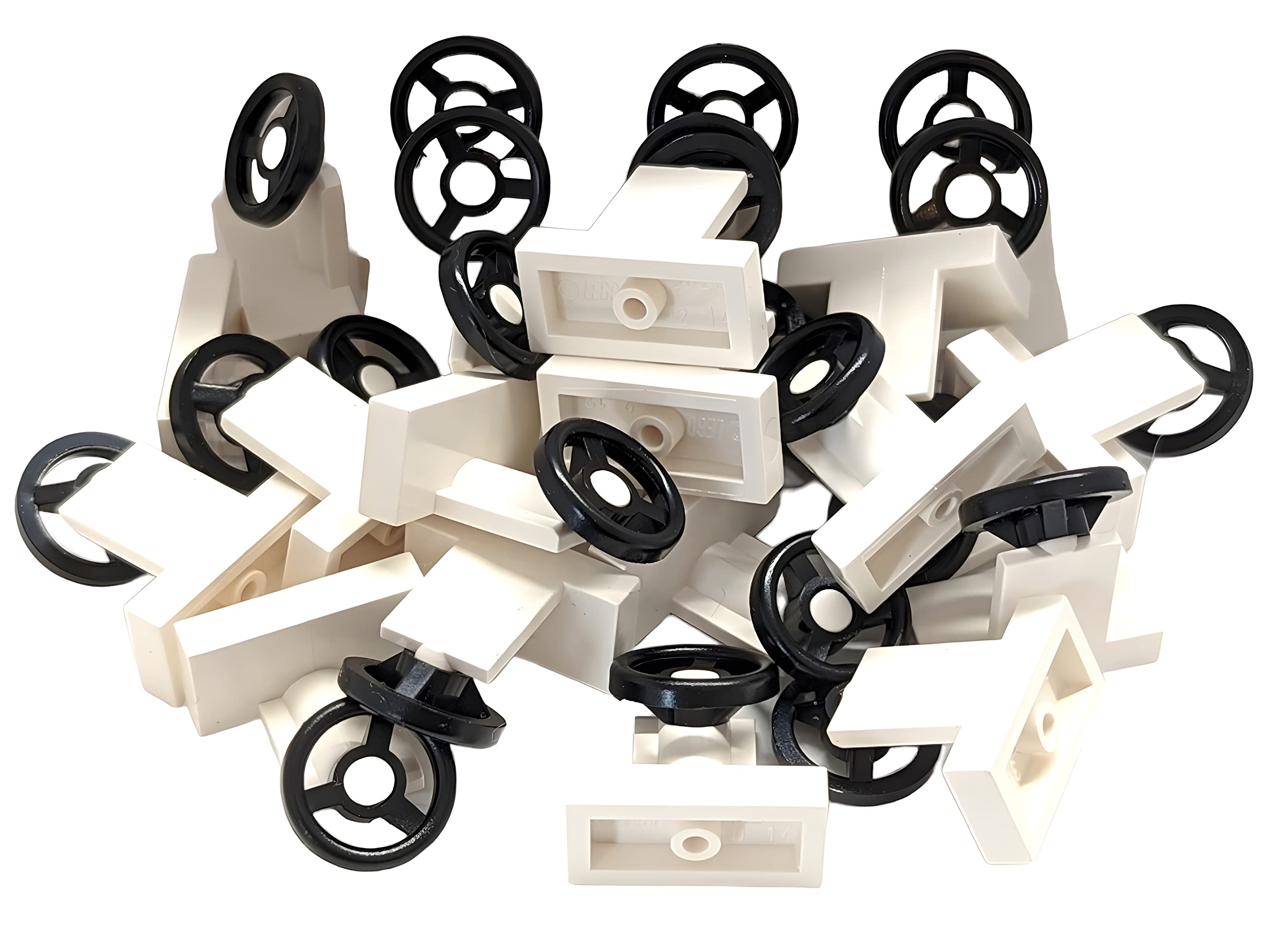 25 Black LEGO Steering Wheel Parts - Compatible with LEGO Sets - DIY Car & Vehicle Models - Includes English Instruction Manual - Perfect for Kids & Adults Building Projects