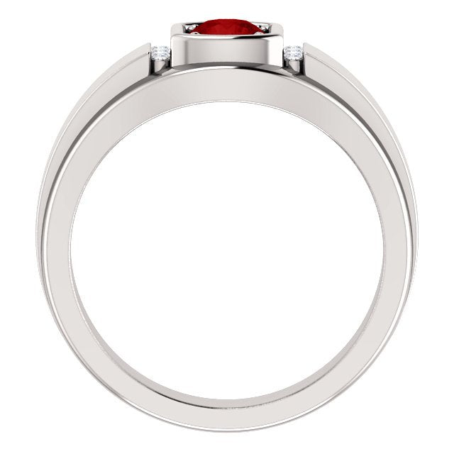 14KT Gold Men's Ruby and Diamond Ring - 2/3 CT Ruby & 0.09 CTW Diamonds for Wedding, Engagement, or Anniversary Gifts