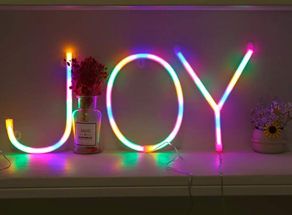 LED Neon Letter Lights - Battery Powered Wall Decor Night Light for Kids Bedroom, Home & Nursery | Dimmable Neon Sign for Birthday Party, Wedding, Nursery Decor & Room Aesthetics