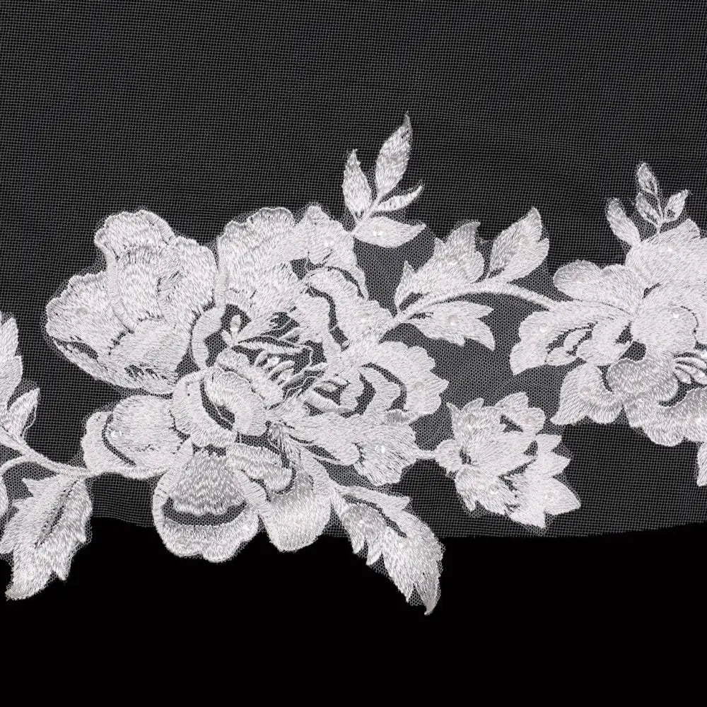 Royal Cathedral Bridal Veil - Elegant Lace Wedding Veil with Beaded Detailing | V2391RC | Perfect for Church Weddings, Cathedral Ceremonies & Formal Bridal Looks