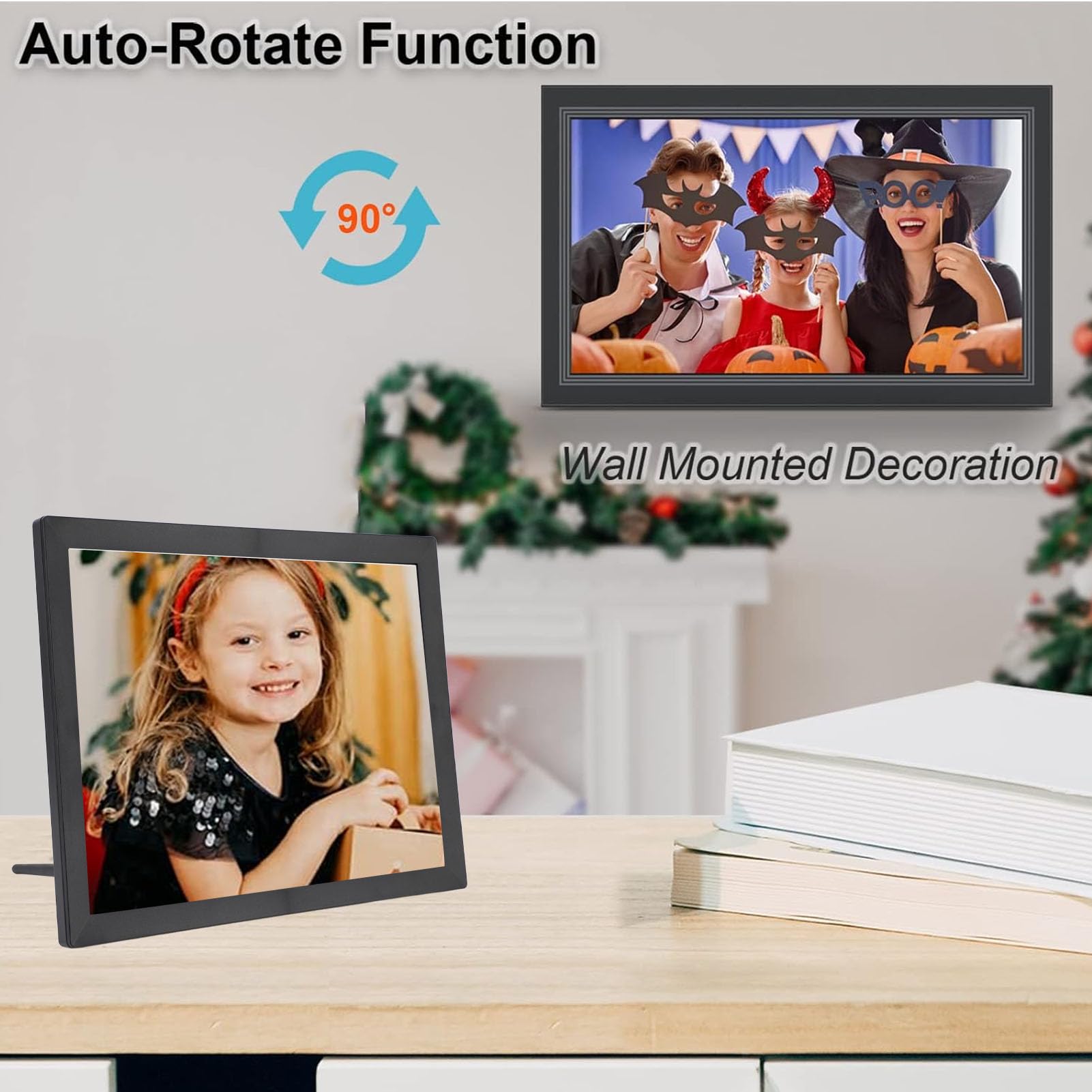 15 Inch WiFi Digital Picture Frame with Auto Rotate - 1024x768 IPS Full HD Touchscreen Display - Share Photos & Videos via App - Perfect for Home, Office & Gift Giving (UK)