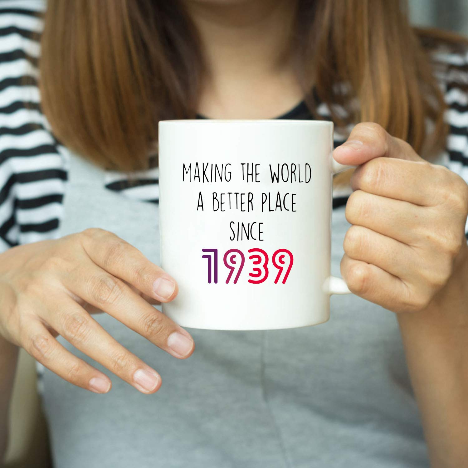80th Birthday Gifts for Women 1939 - Personalized 11oz Coffee Mug for Mom, Wife, Sister, Friend, Colleague | Unique 80 Years Old Birthday Present | Perfect for Tea, Coffee & Office Use