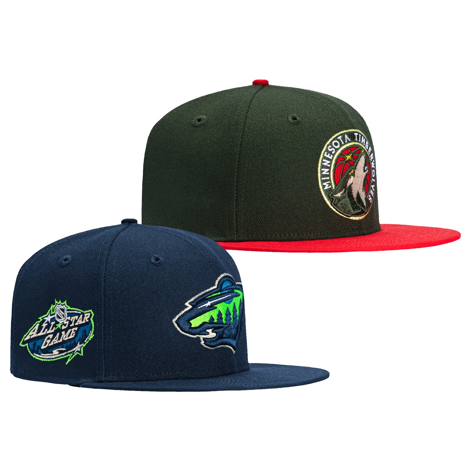 New Era 59Fifty NBA x NHL Crossover Minnesota Pack Snapback Hat - Official Licensed Sports Cap for Basketball & Hockey Fans - Perfect for Game Day, Streetwear & Collectors