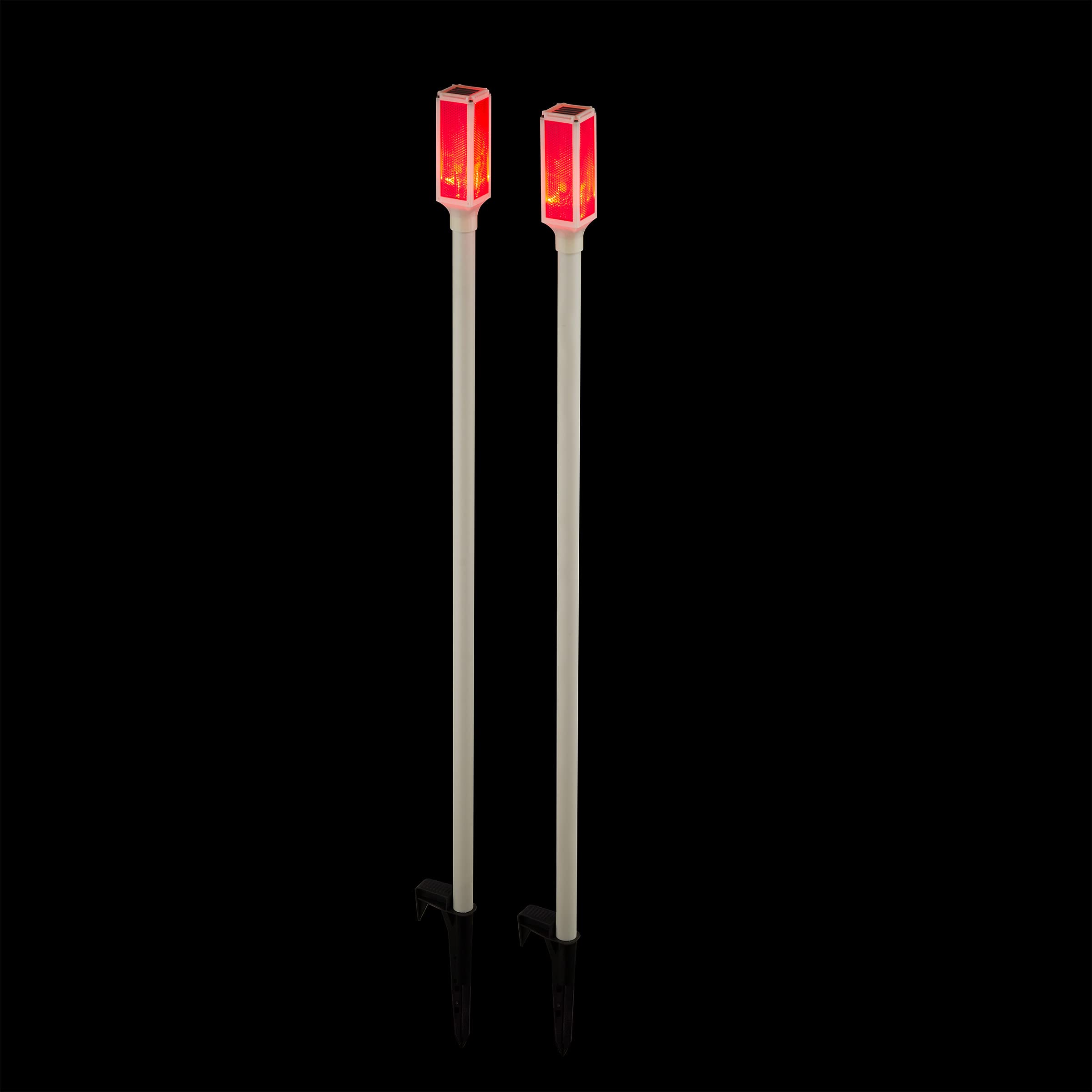 Alpine Corporation 43-Inch Solar-Powered LED Driveway Markers with Red Lights - Set of 2 for Enhanced Nighttime Visibility & Safety in Driveways, Walkways, and Gardens