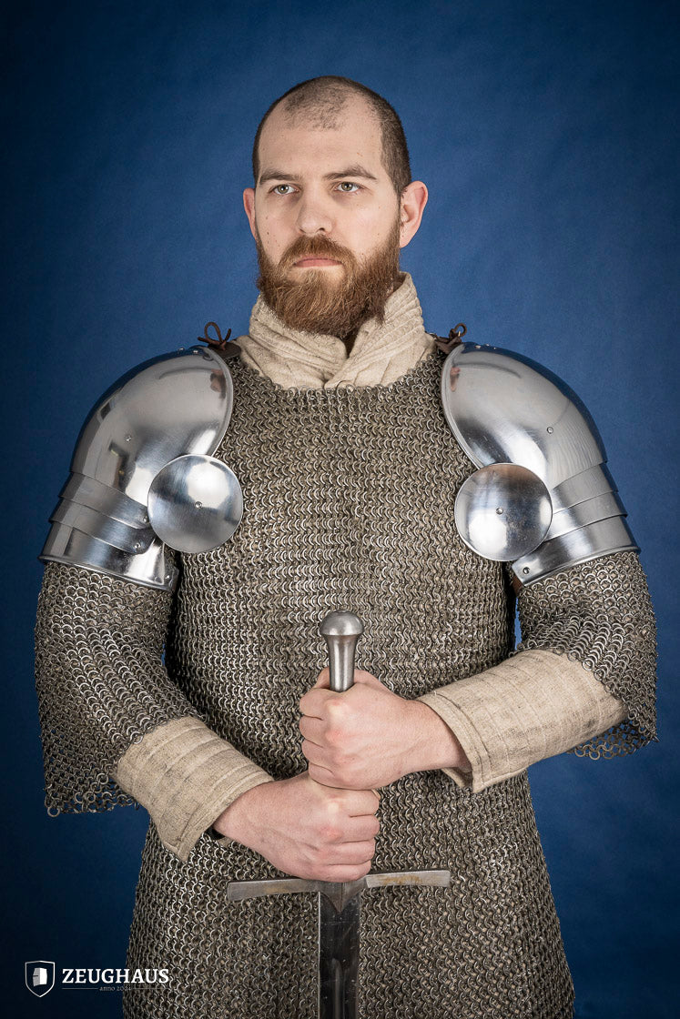 Polished 1.6mm Shoulders with Besagew 1460 - Perfect for Medieval Armor Costumes & LARP Accessories