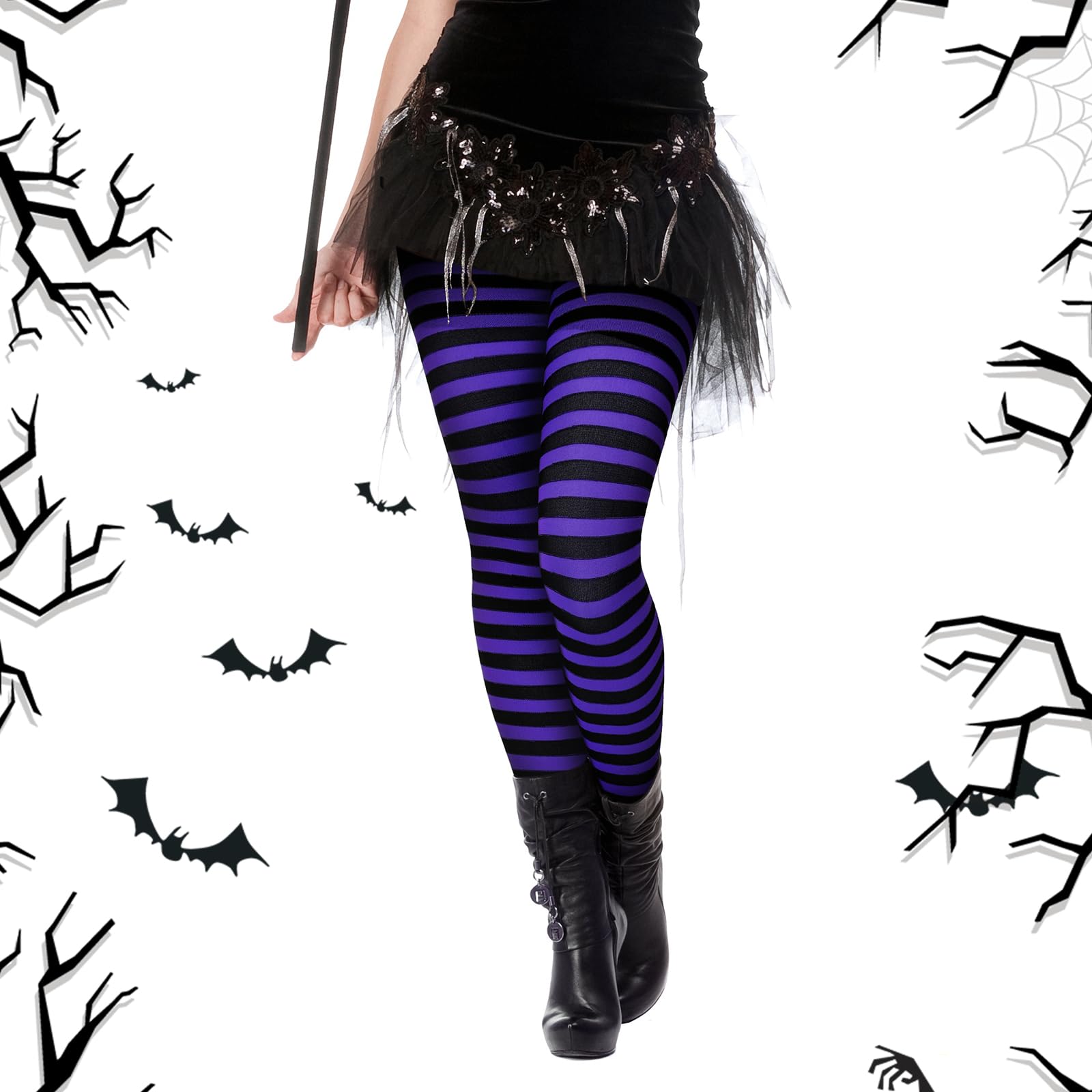 SATINIOR Halloween Striped Tights for Women - Witch Costume Accessories | Party & Dress Up