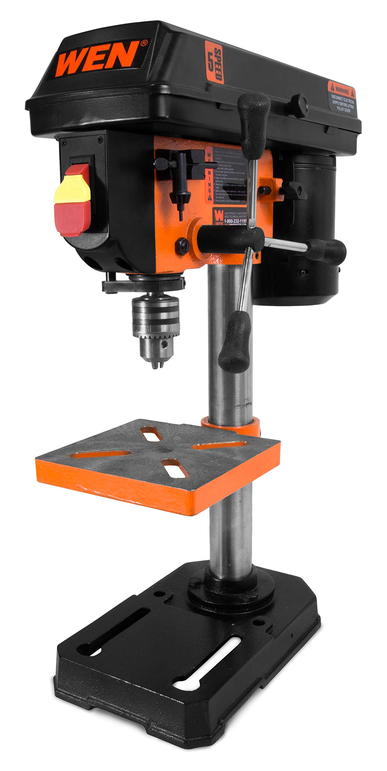 WEN BG4282 4.8-Amp 8-Inch Single Speed Bench Grinder with LED Work Lights & 4208T 2.3-Amp 8-Inch 5-Speed Cast Iron Benchtop Drill Press - Perfect for Metalworking, Woodworking, and DIY Home Projects