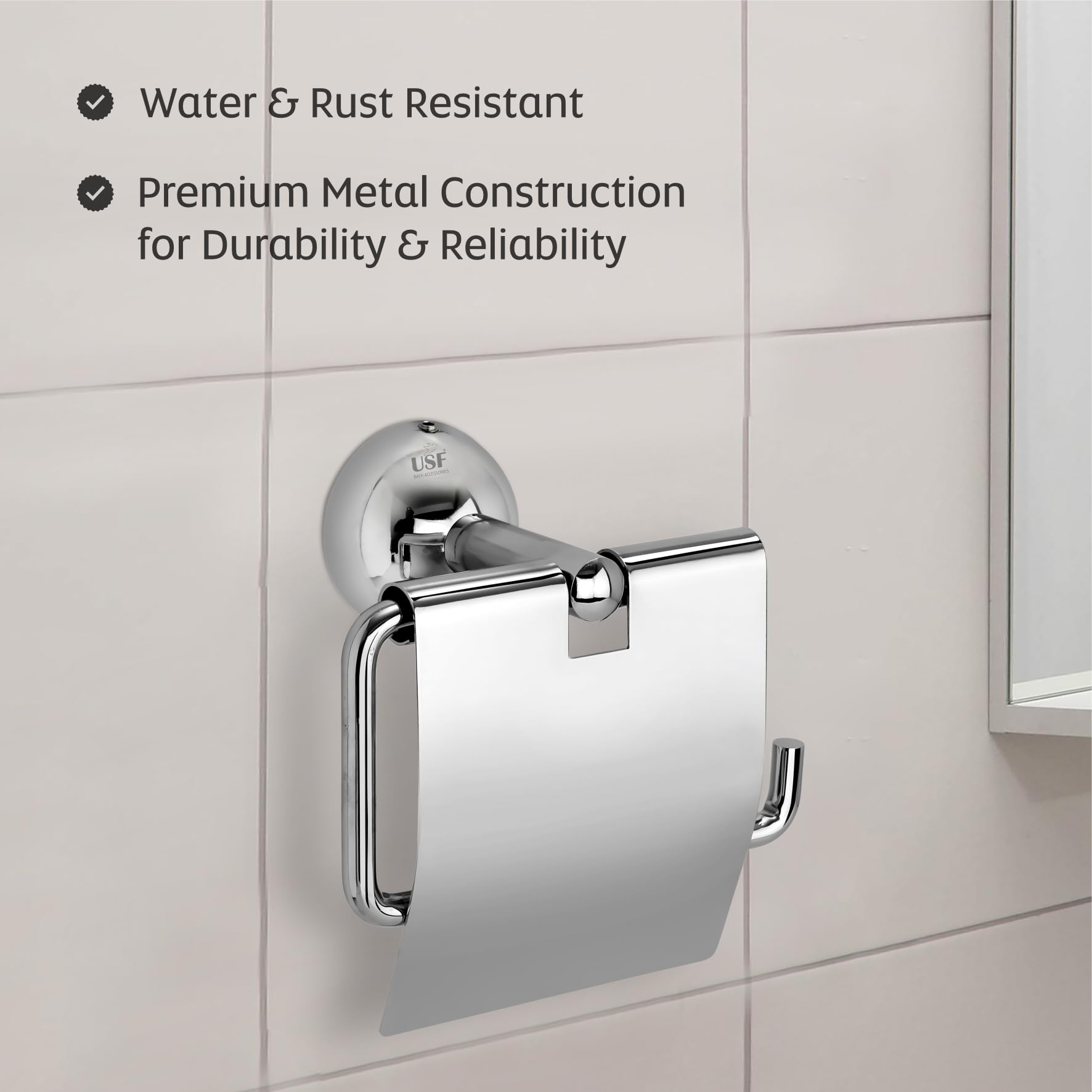 Stainless Steel Toilet Paper Holder - 304 Bathroom Tissue Roll Stand with Chrome Finish, Durable & Rustproof for Home, Office, or RV Use - Torin Model