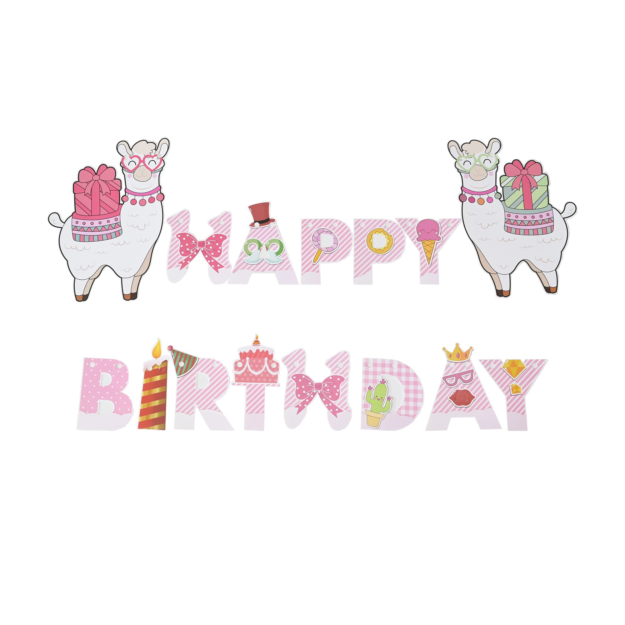 Colorful Happy Birthday Banner - Party Decorations & Bunting for Kids Birthday Celebrations | Perfect for Alpaca Theme Parties, Baby Showers & Indoor/Outdoor Events