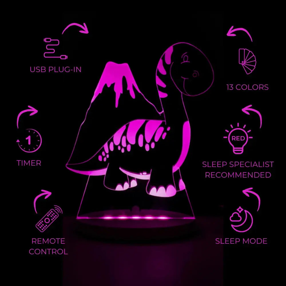Duski Dinosaur Night Light for Kids - Cute LED Night Light for Bedroom, Nursery, Kids Room - Perfect for Bedtime, Sleep Aid, and Nighttime Comfort