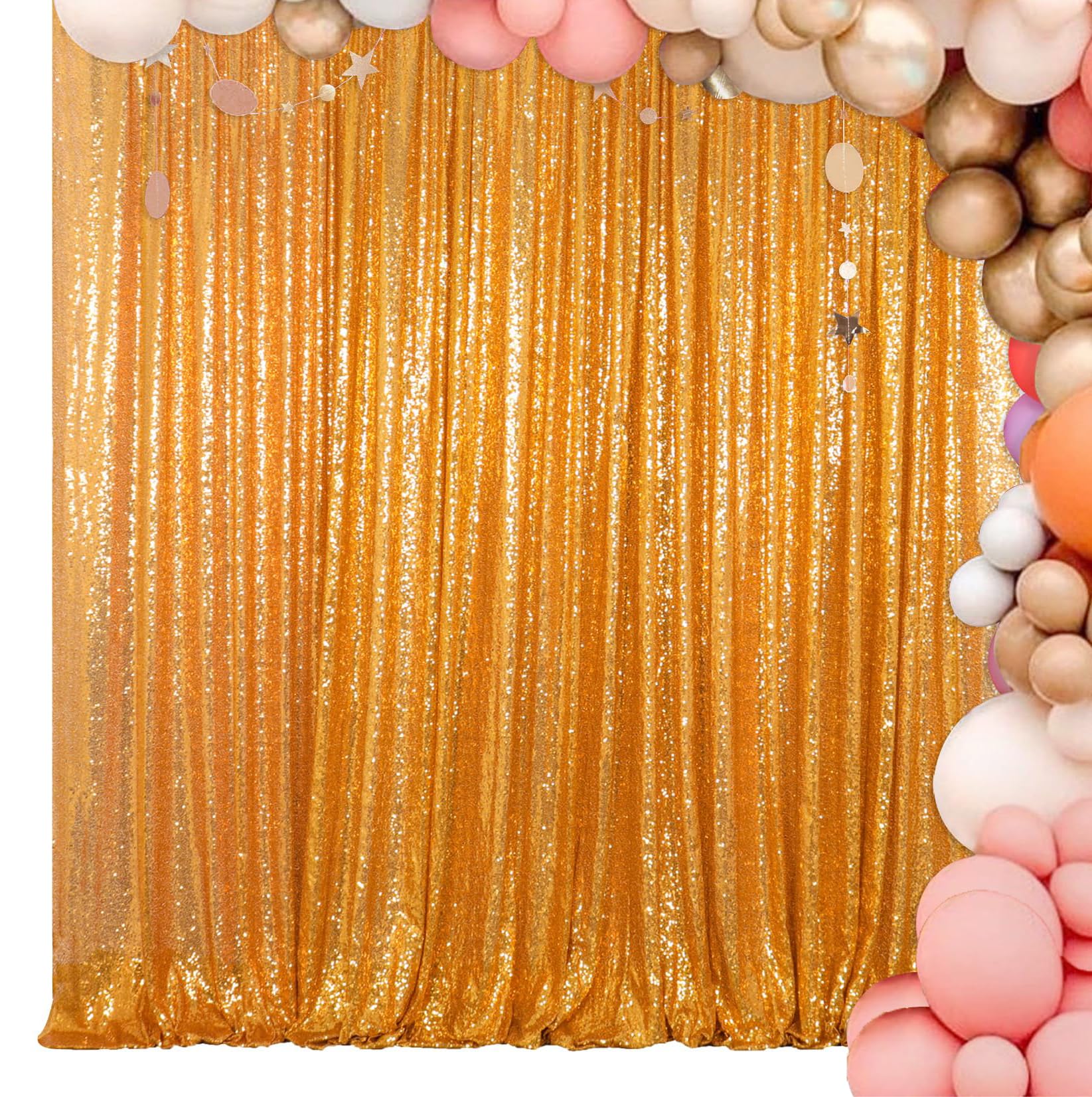 Gold Shimmer Sequin Fabric Photography Backdrop 20FT X 10FT - Elegant Party Decor, Wedding Background, Fashion Shoot Studio Props