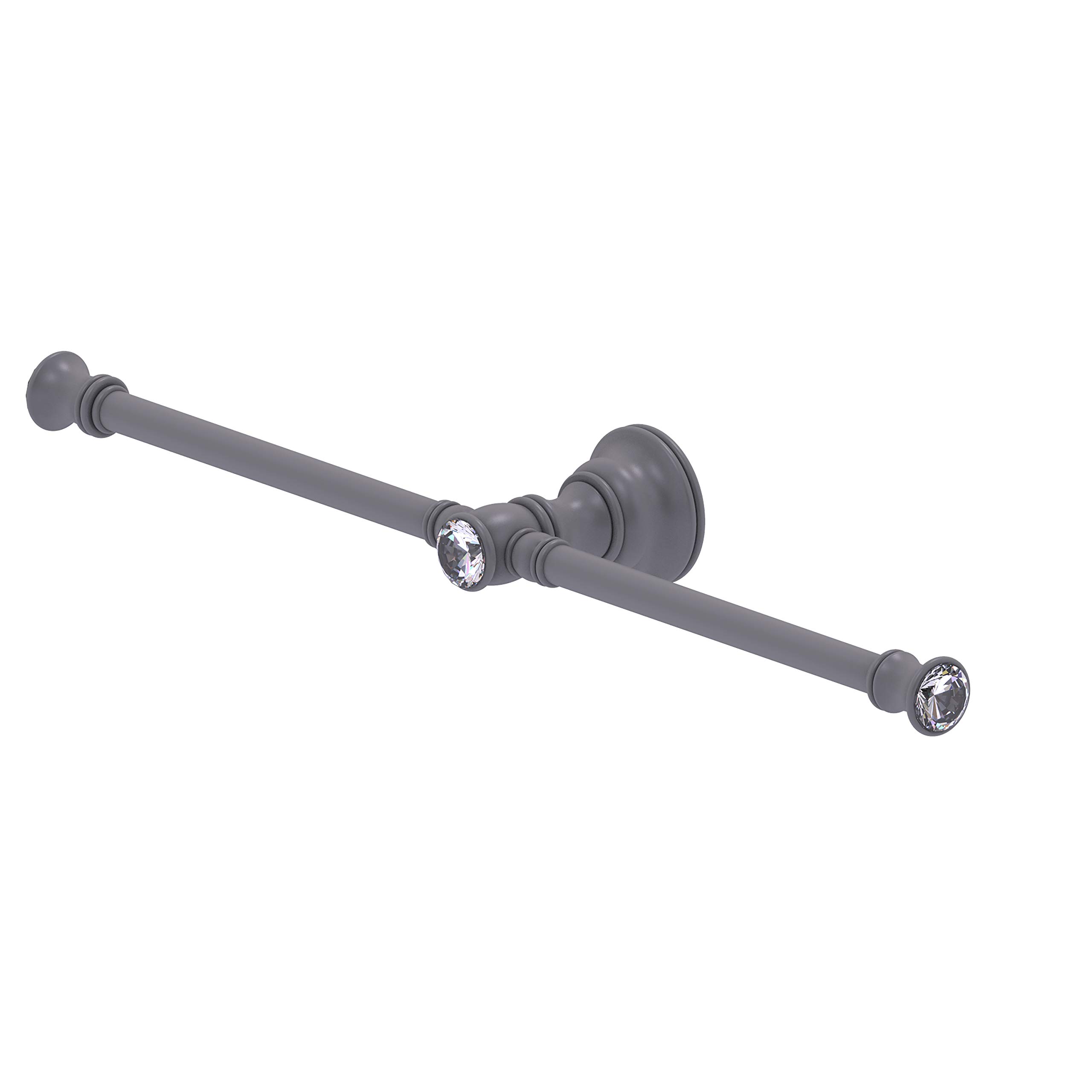 Allied Brass CC-HTB-2-GYM Carolina Crystal Collection 2-Arm Bathroom Towel Holder in Matte Gray - Perfect for Gym, Spa, and Guest Bathroom Decor
