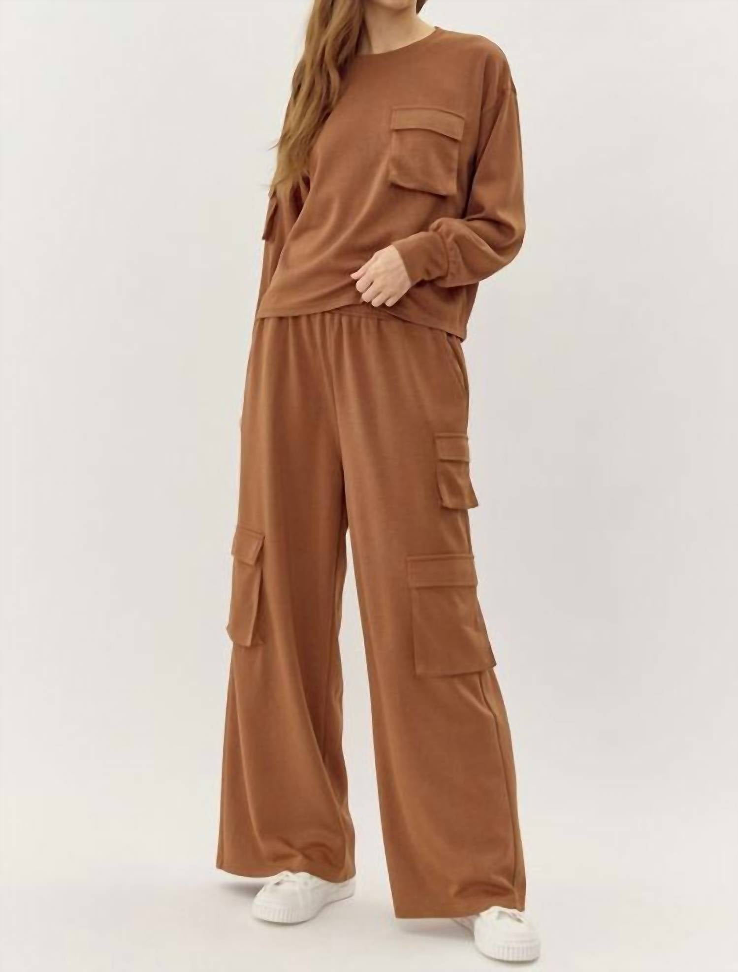 Kendra Matching Separates Set in Coffee & Cream - Stylish Women's Two-Piece Outfit for Casual Wear, Office, and Date Nights