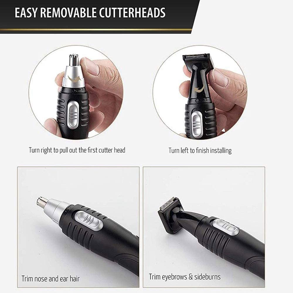 HAYNAH 2 in 1 Electric Nose & Ear Hair Trimmer for Men and Women - Waterproof Rechargeable Beard & Facial Hair Clipper with Safety Guard - Portable Grooming Kit for Travel, Home, and Salon Use