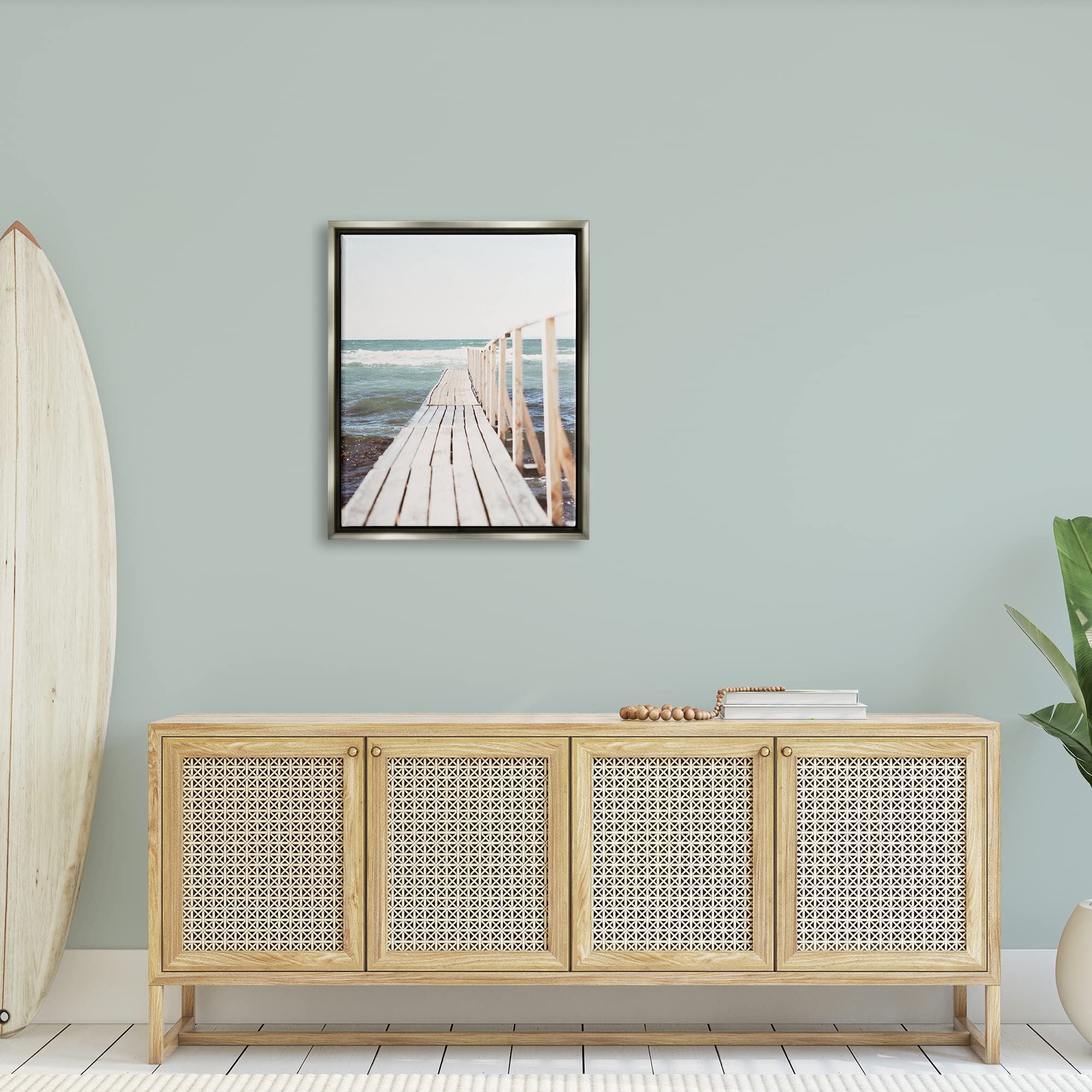 Stupell Industries Coastal Photography Wall Art - Waterfront Beach Dock Private Pier Canvas Print by Leah Straatsma - Perfect for Beach House Decor, Coastal Living Room, Nautical Bedroom & Bathroom