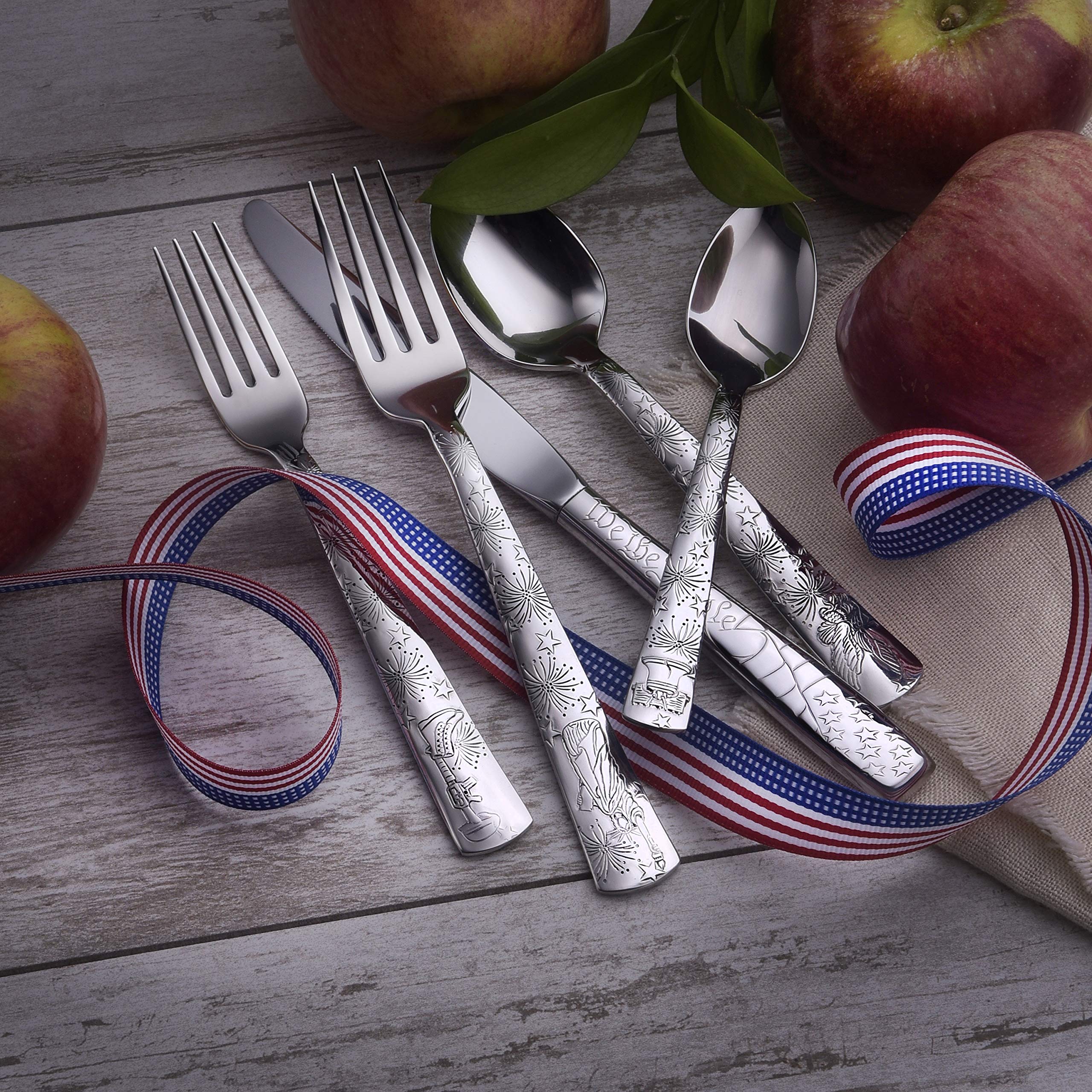 Liberty Tabletop 45-Piece Flatware Set - Service for 8, Stainless Steel Silverware Set with Knives, Forks & Spoons - Made in USA - Perfect for Dinner Parties, Weddings & Everyday Dining