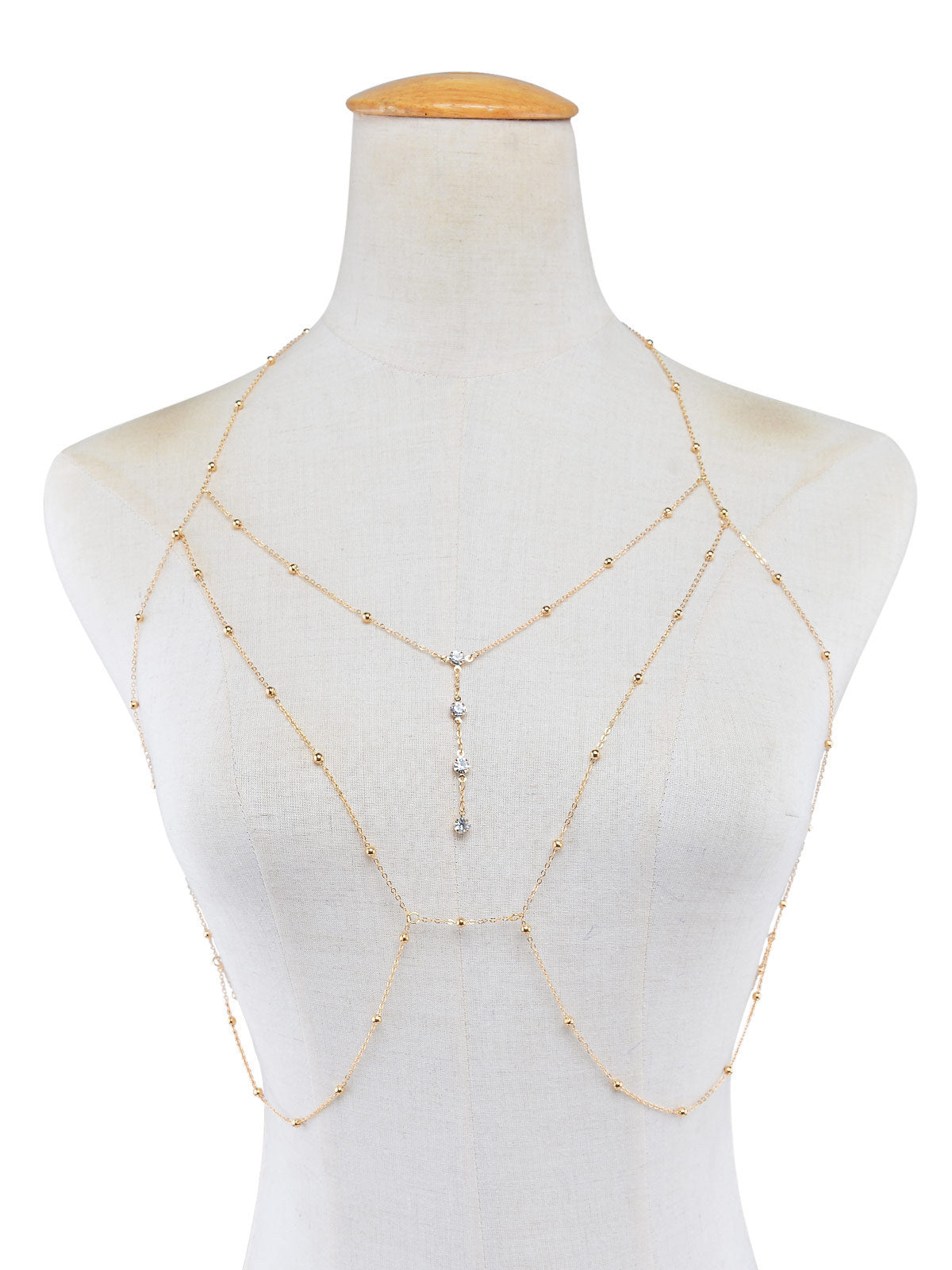 Sparkling Rhinestone Tassel Body Chain Jewelry - Gold & Silver Belly Dance Accessories for Women | Perfect for Beach Parties, Weddings & Festival Outfits