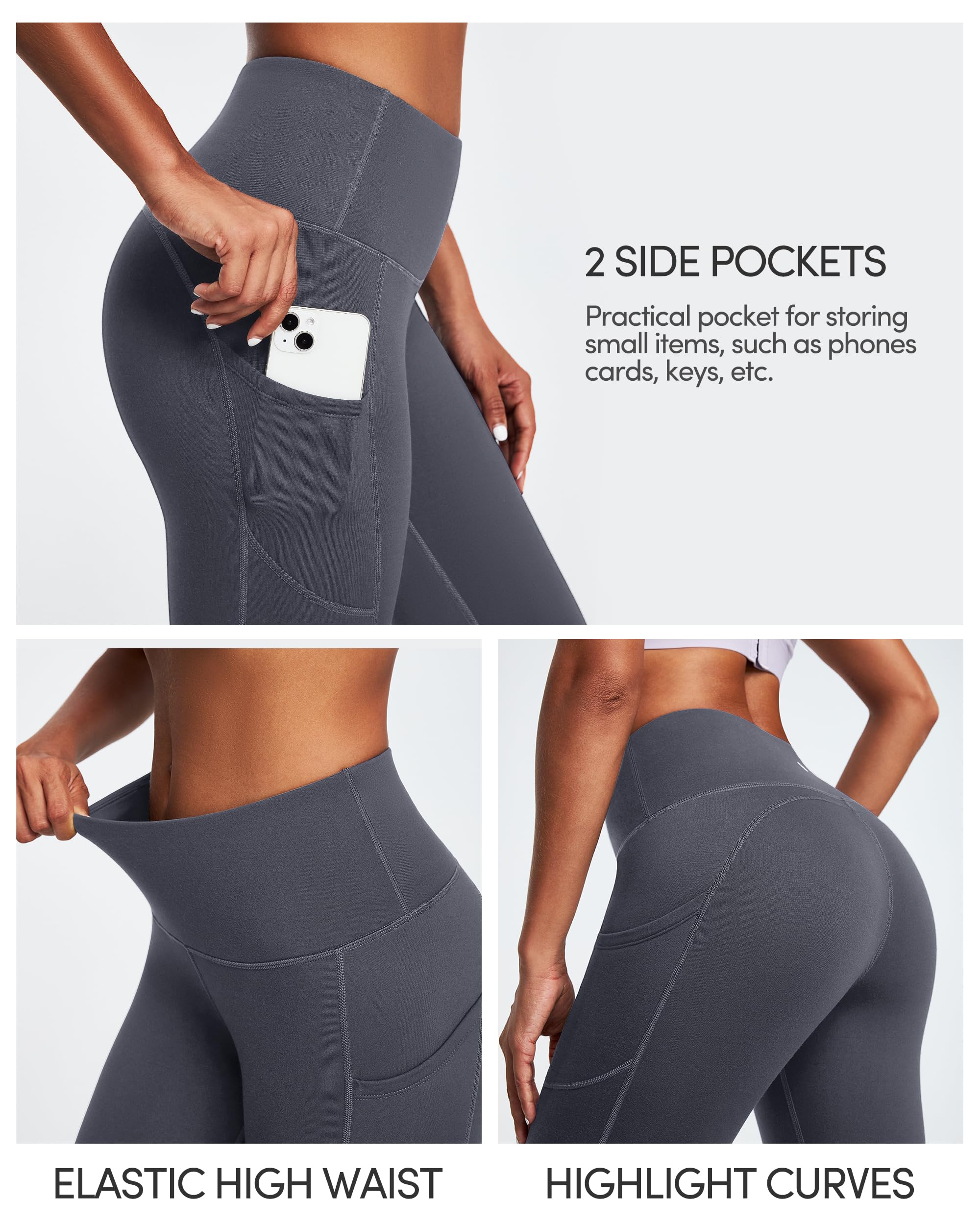 IUGA Women's Fleece Lined Thermal Leggings with Pockets - High Waisted Yoga Pants for Winter Workouts, Running & Cold Weather Activities