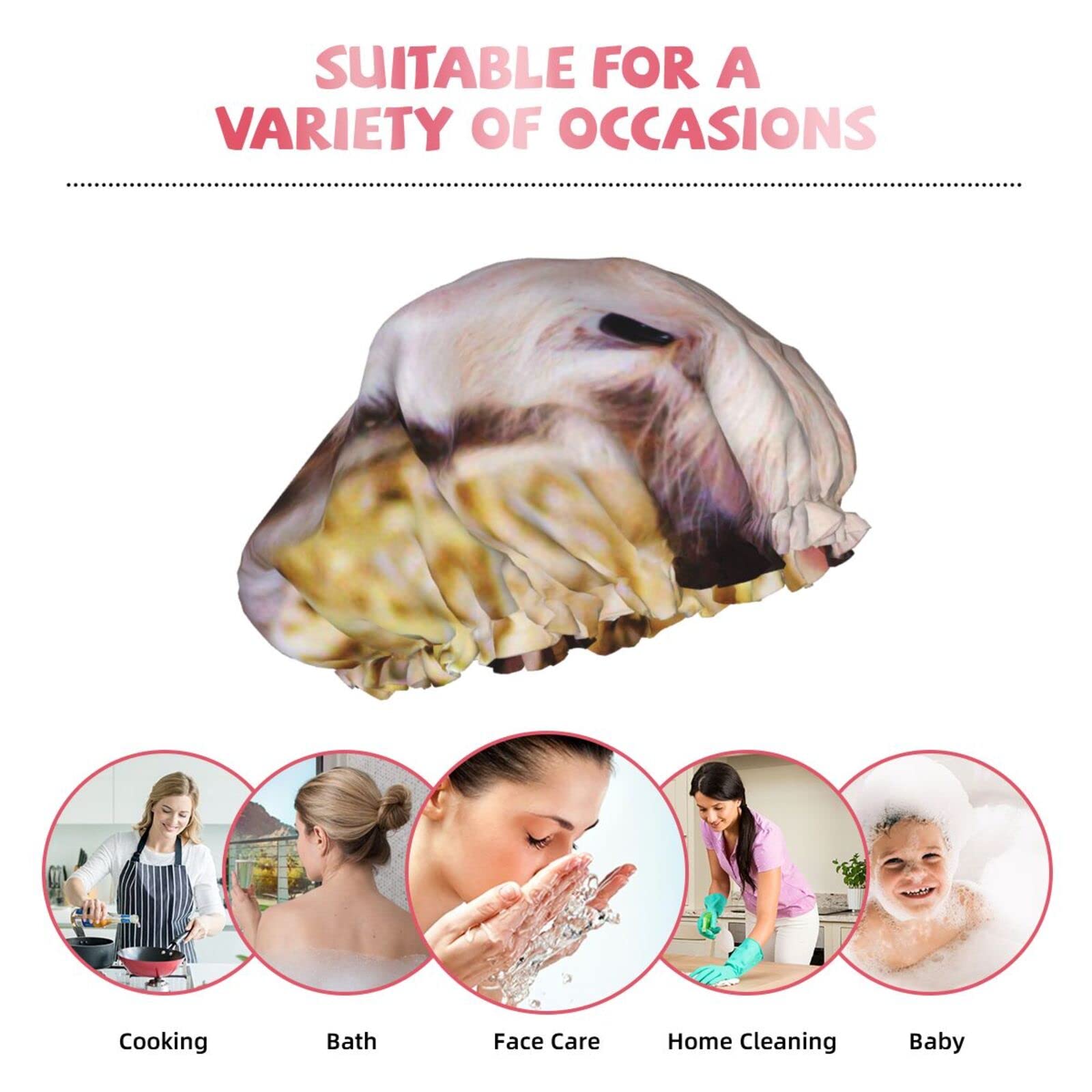 Cute Farm Animal Shower Cap for Women - Reusable Waterproof Bath Hair Cap for Shower & Bathing - Perfect for Spa, Travel, and Home Use