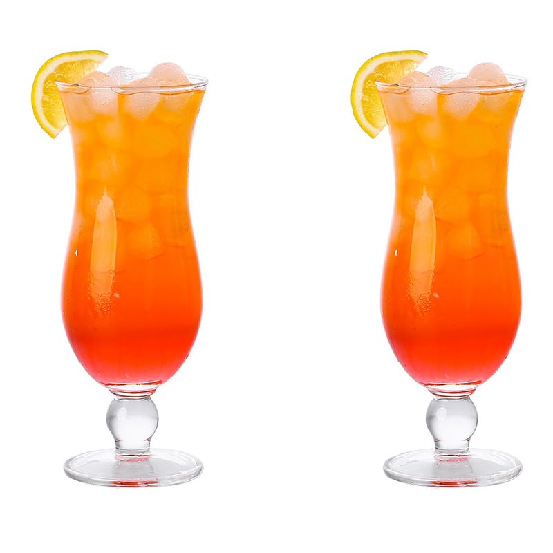 Premium Set of 2 Hurricane Glasses - Elegant Glassware for Milk Tea, Mojitos, Whiskey & Cocktails - Perfect for Home Bars, Parties & Entertaining - Enhance Your Drinking Experience with Stylish Barware