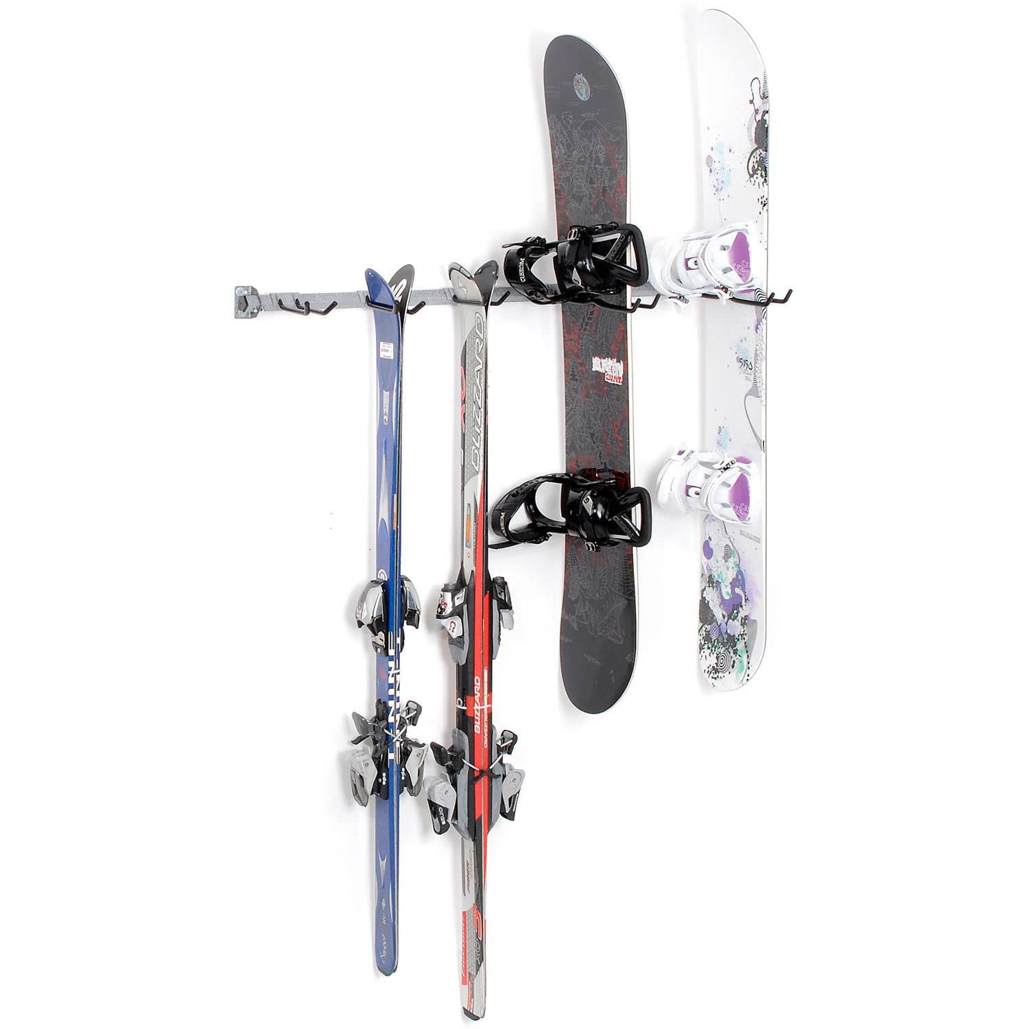 Heavy Duty Monkey Bar Storage Rack for Ski and Snowboard - Wall Mounted Gear Organizer for Winter Sports Equipment in Garage, Basement or Cabin