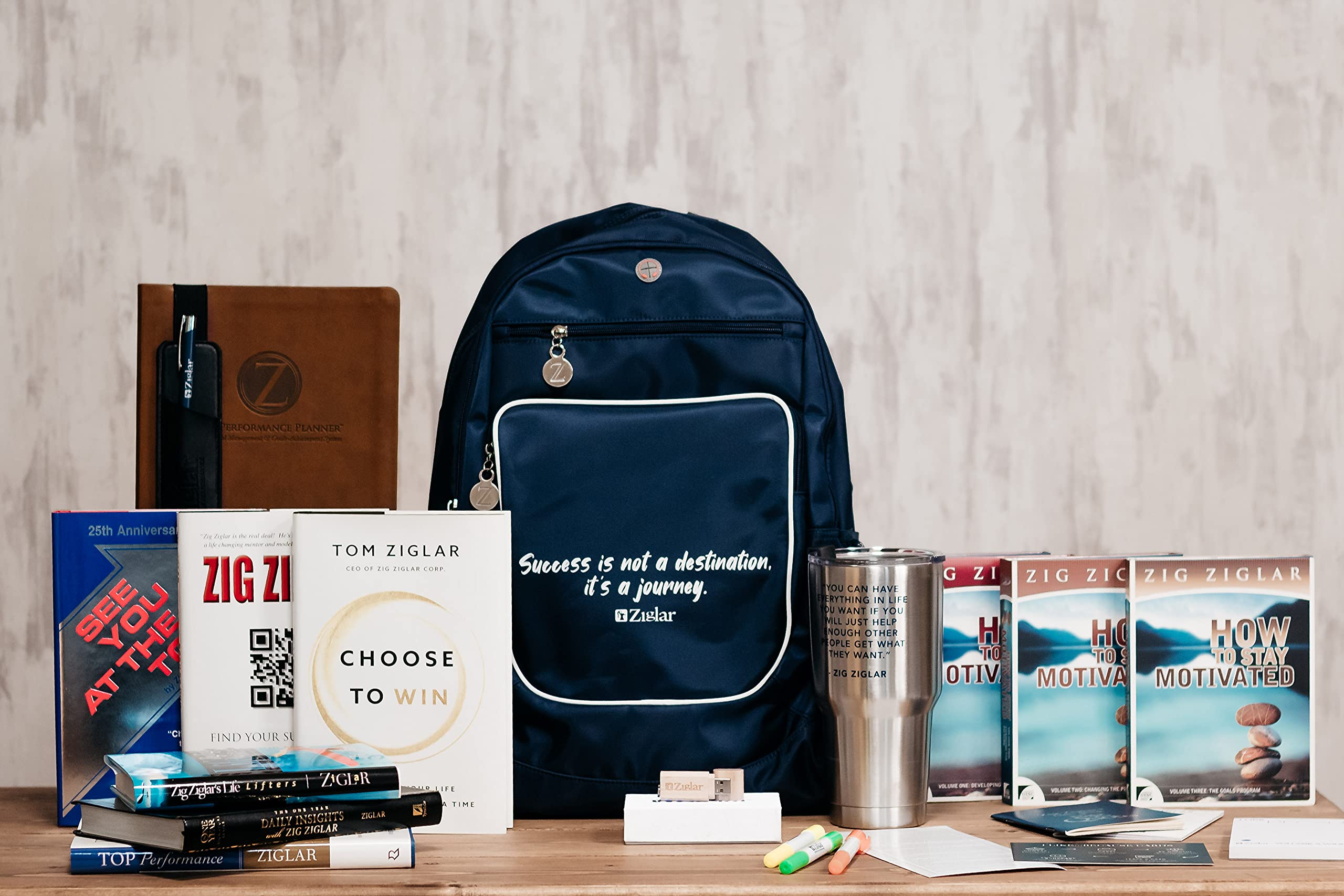 Zig Ziglar's 2020 BestSelf Backpack - Motivational Books & CDs for Personal Growth | Christian Self Help with Daily Planner | Perfect for Students, Professionals & Daily Inspiration