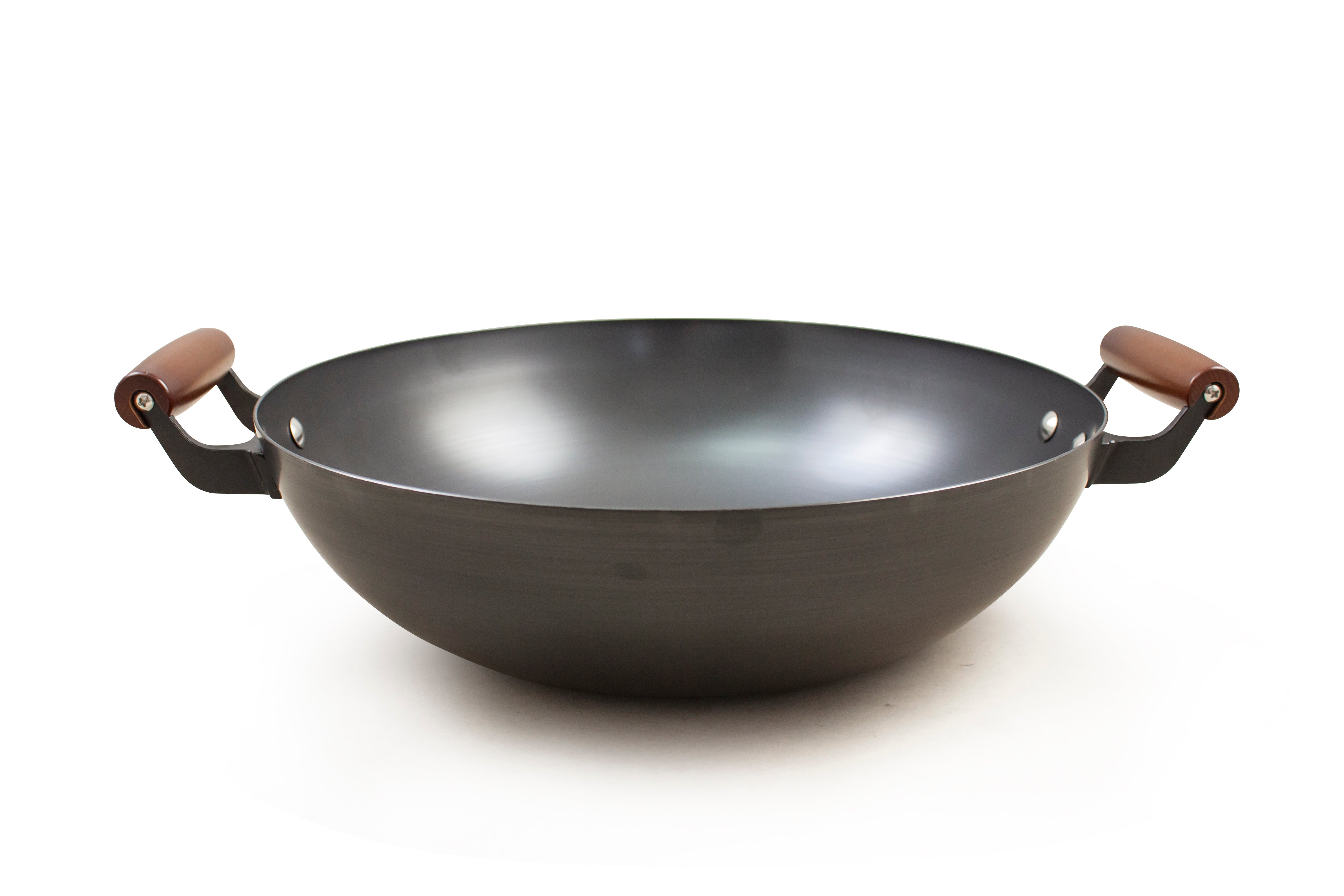 Premium 34cm Dual Ear Spin Pressed Steel Wok - Professional Chinese Stir Fry Pan for Home Cooking & Restaurant Use