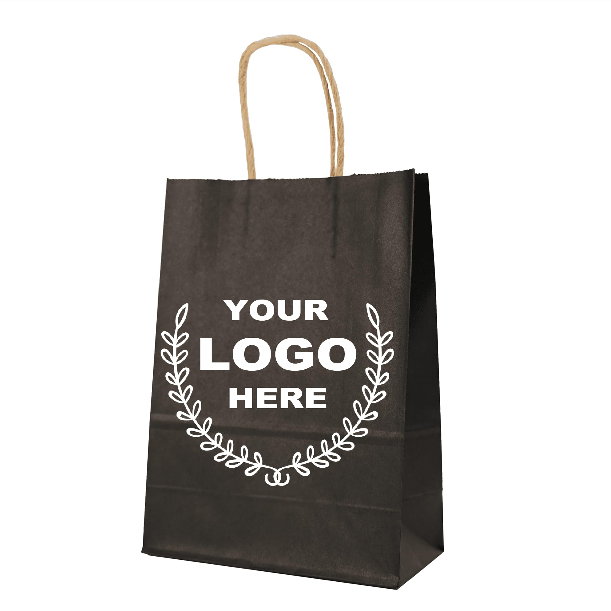 Custom Printed Paper Bags with Logo for Small Business | Personalized Gift Bags for Branding & Special Occasions | 50pcs Small Black Paper Bags | Perfect for Retail Packaging, Wedding Favors & Corporate Events