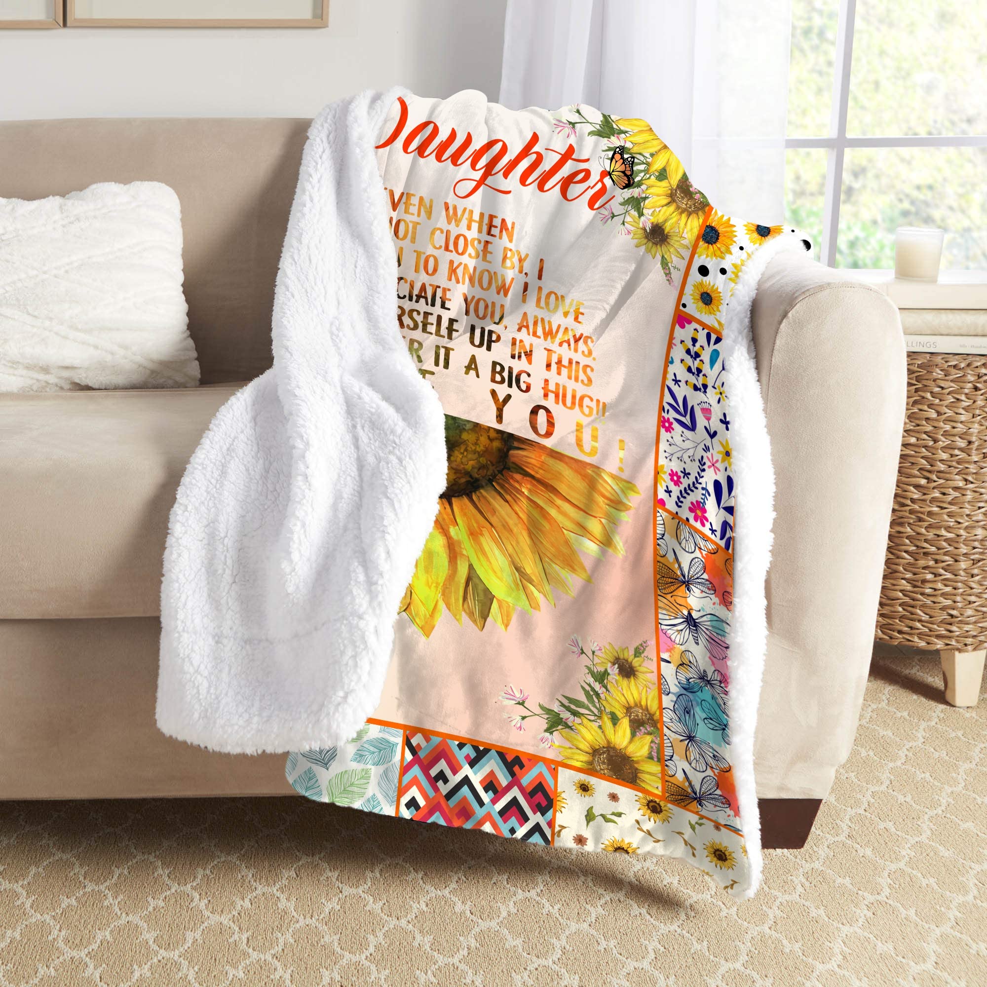 Sherpa Blanket 50x60 - Cozy Gift for Daughter from Mom | Soft & Warm Throw for Bed, Couch, or Travel | Perfect Birthday, Christmas & Special Occasion Present