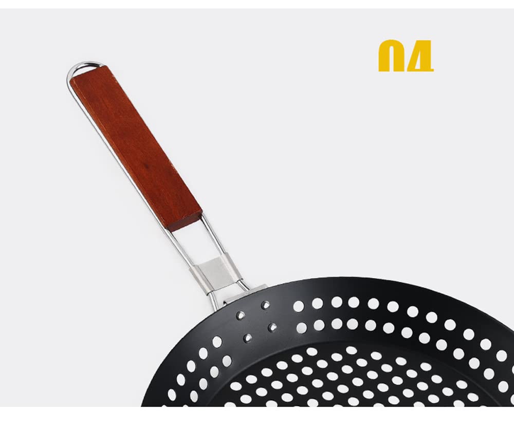 Abcsea 1-Piece Carbon Steel Frying Pan - Wok & Grill Pan for BBQ, Outdoor Cooking & Camping - Perfect for Stir-Fry, Grilling & Deep Frying at Home or Picnics