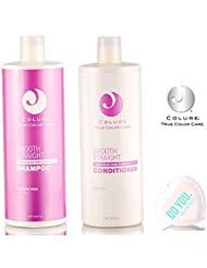 Colure Smooth Straight Shampoo & Conditioner DUO Set - 33.8oz Sulfate-Free Hair Care Kit with Free Sleek Mirror | Frizz Control & Heat Protection for Straight Hair | Perfect for Daily Use, Salon Styling & Travel