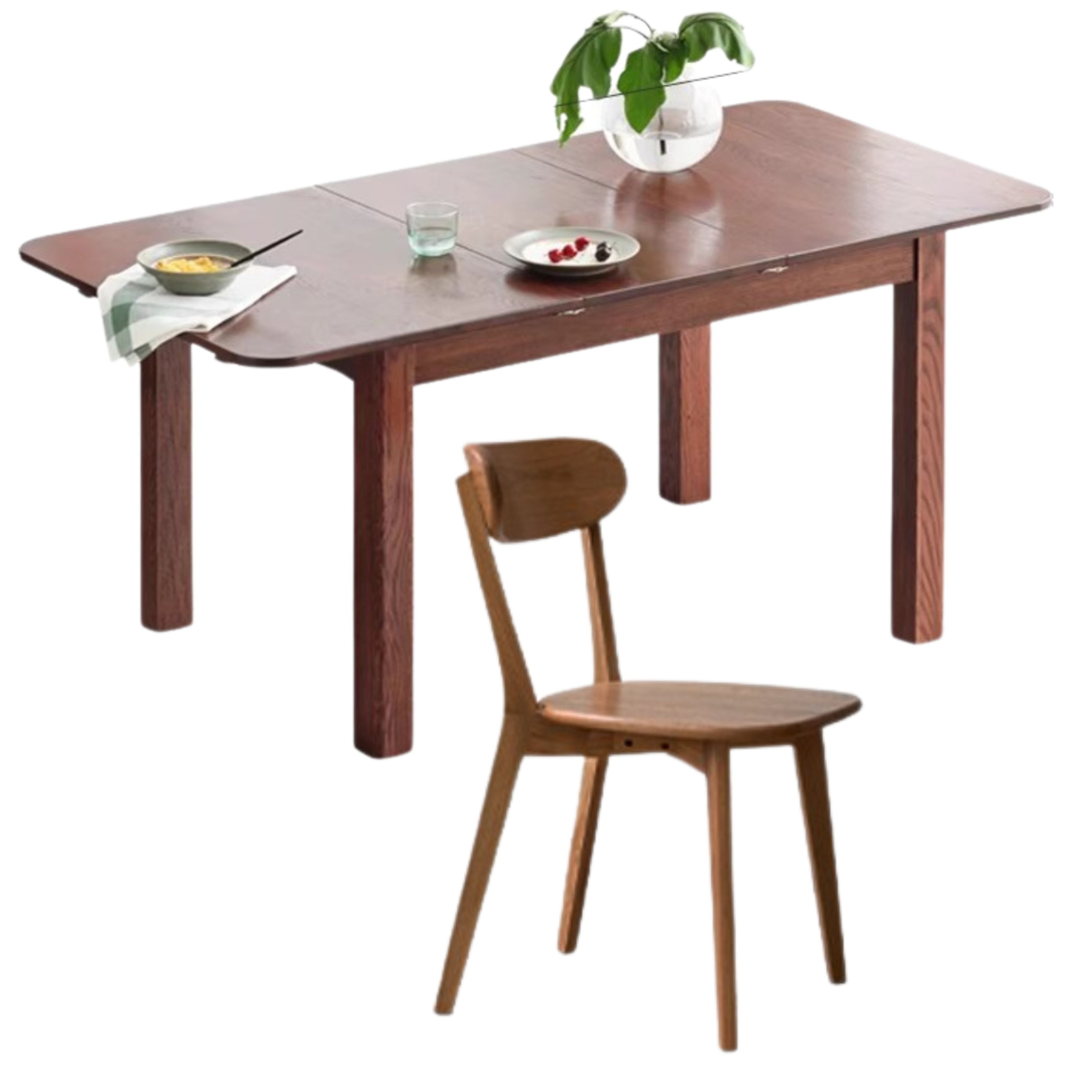 Solid Oak Wood Extendable Folding Dining Table - Expandable for Small Spaces, Perfect for Apartments & Family Gatherings