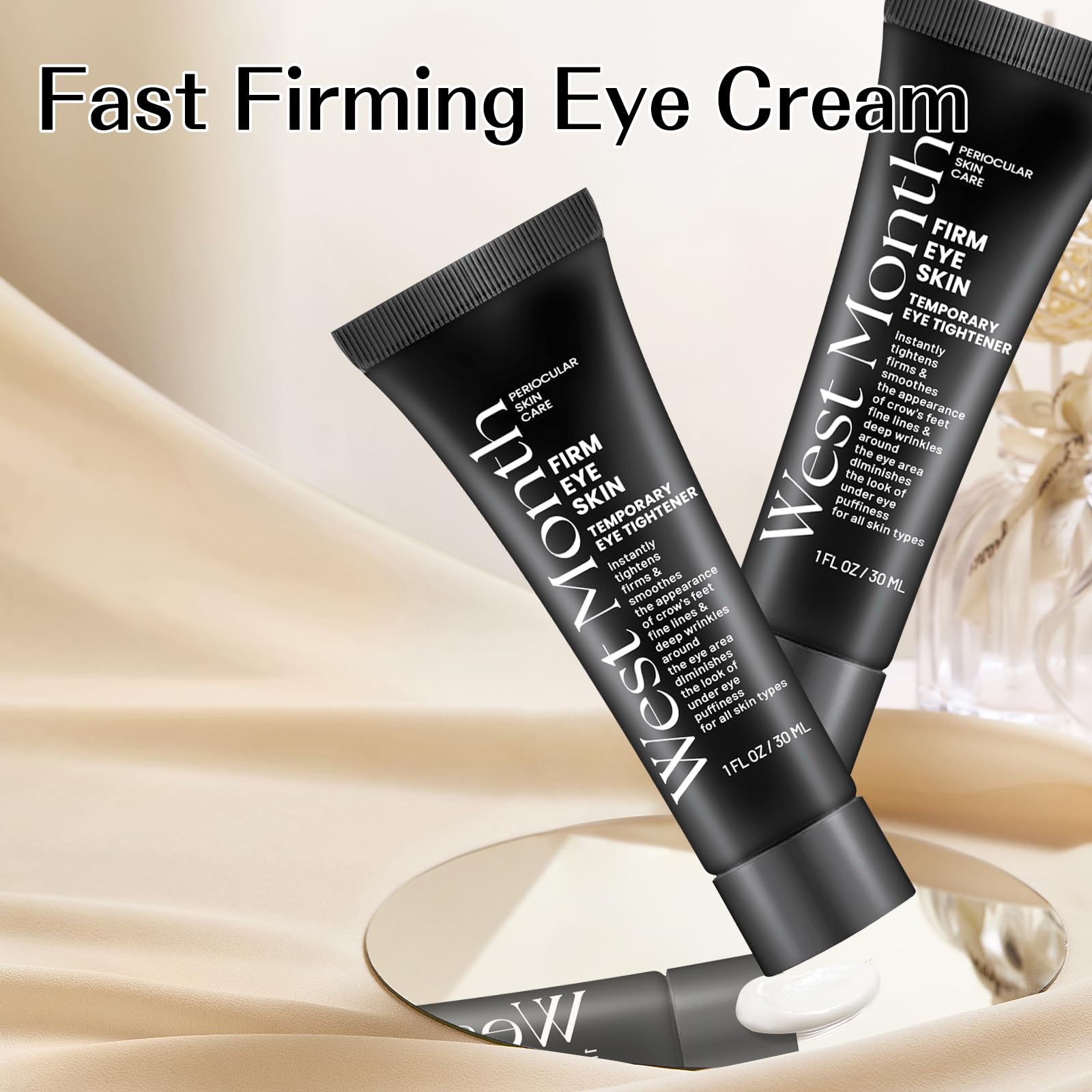 West Month Firming Eye Cream - Instant Tightening & Fast-Acting Eye Treatment for Under Eye Bags, Dark Circles & Puffiness (3 Pack, 30ml) - Perfect for Morning Routine & Nighttime Skincare