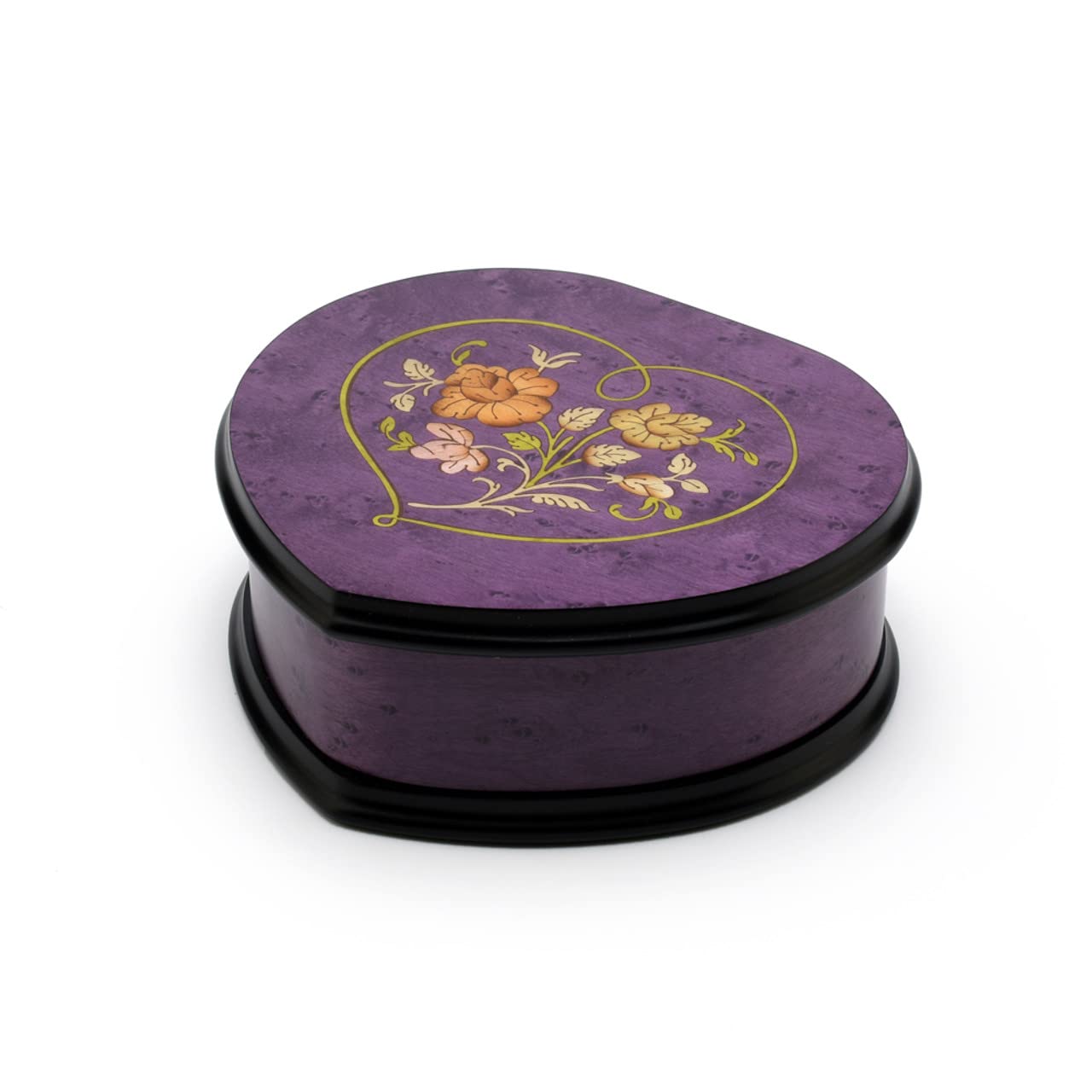 Elegant Lavender Heart-Shaped Music Jewelry Box with Floral Inlay - Plays Multiple Melodies - Ballerina Girl Design - Perfect Gift for Birthdays, Anniversaries & Valentine's Day