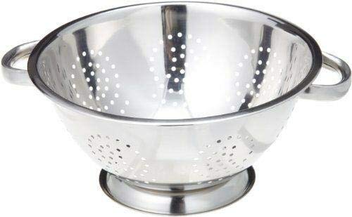 StateOJ 5qt Stainless Steel Colander with Oversized Handles - Durable Kitchen Strainer for Pasta, Vegetables & Fruits | Perfect for Cooking, Baking & Meal Prep | Collapsible & Easy Storage