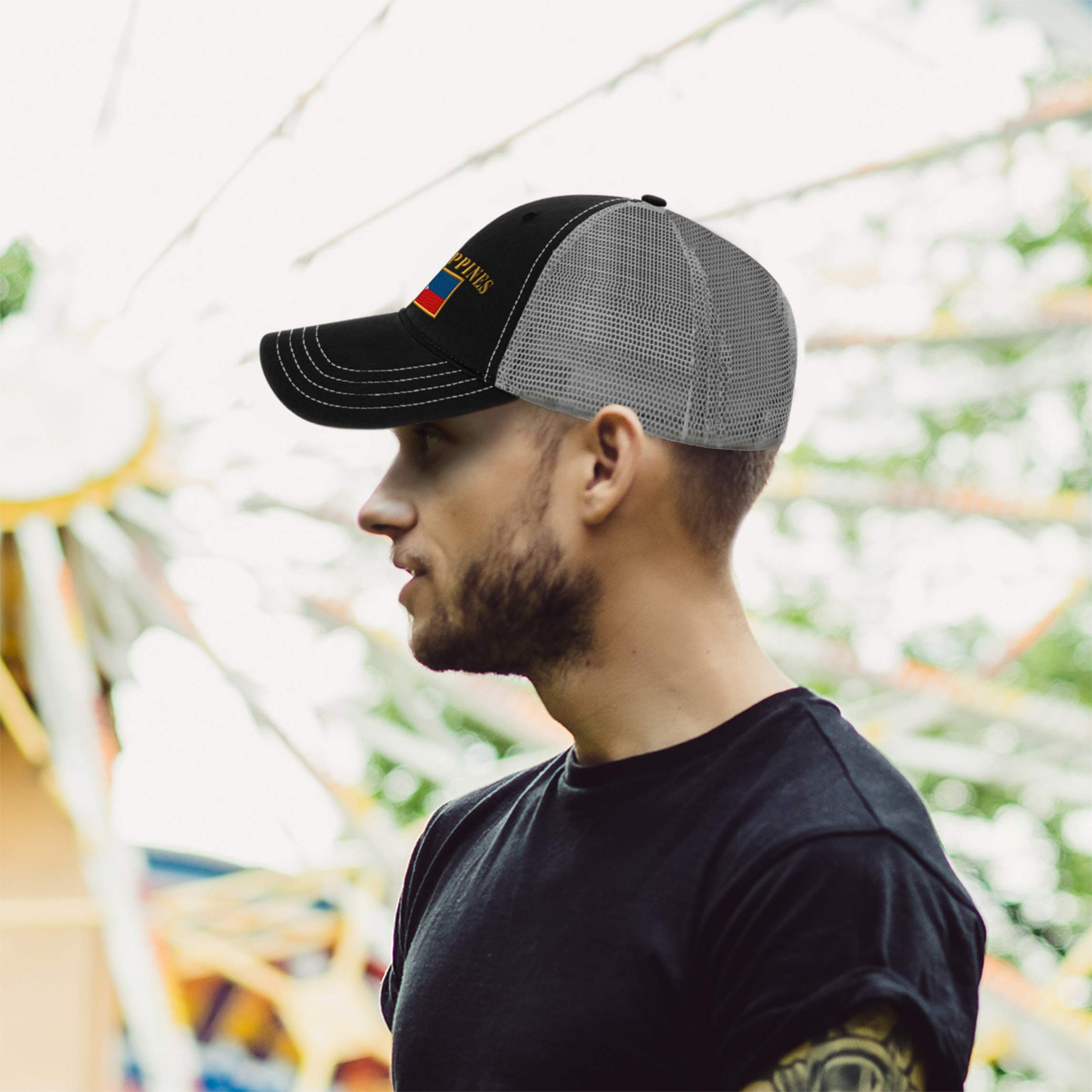 Richardson Trucker Mesh Hat with Philippines Flag Embroidery - Cotton Snapback Dad Cap for Men & Women in Brown & Khaki | Perfect for Outdoor Activities, Sports Events & Casual Wear