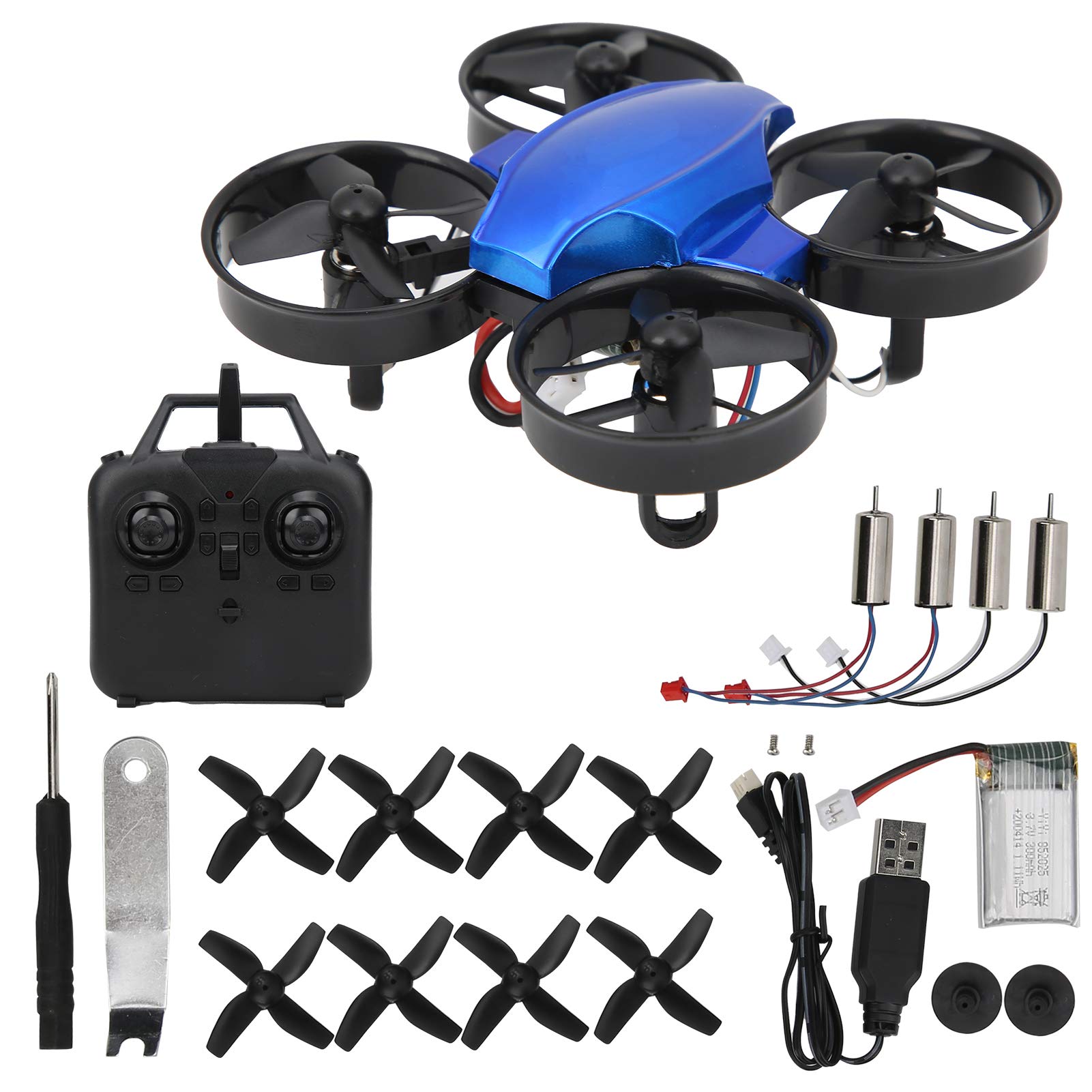 Jeankak Mini RC Drone with 2.4Ghz Remote Control - Adjustable DIY Quadcopter Toy with 3D Flips & Headless Mode | Outdoor Flying Drone for Kids, Adults & Beginners | Perfect for Birthday Gifts, STEM Education & Backyard Fun - Blue
