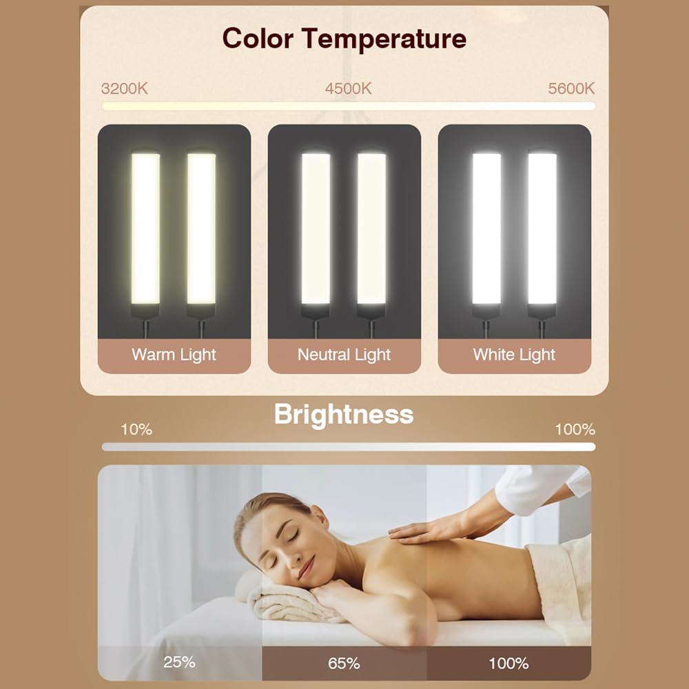 Camnoon 40W Dual-Arm LED Ring Light with Tripod Stand & Remote - Adjustable 3200K-5600K Color Temperature, 196 Beads, Rotatable Design for Photography, YouTube Videos, TikTok Live, Makeup Application, Nail Art & Tattoo Studio Lighting