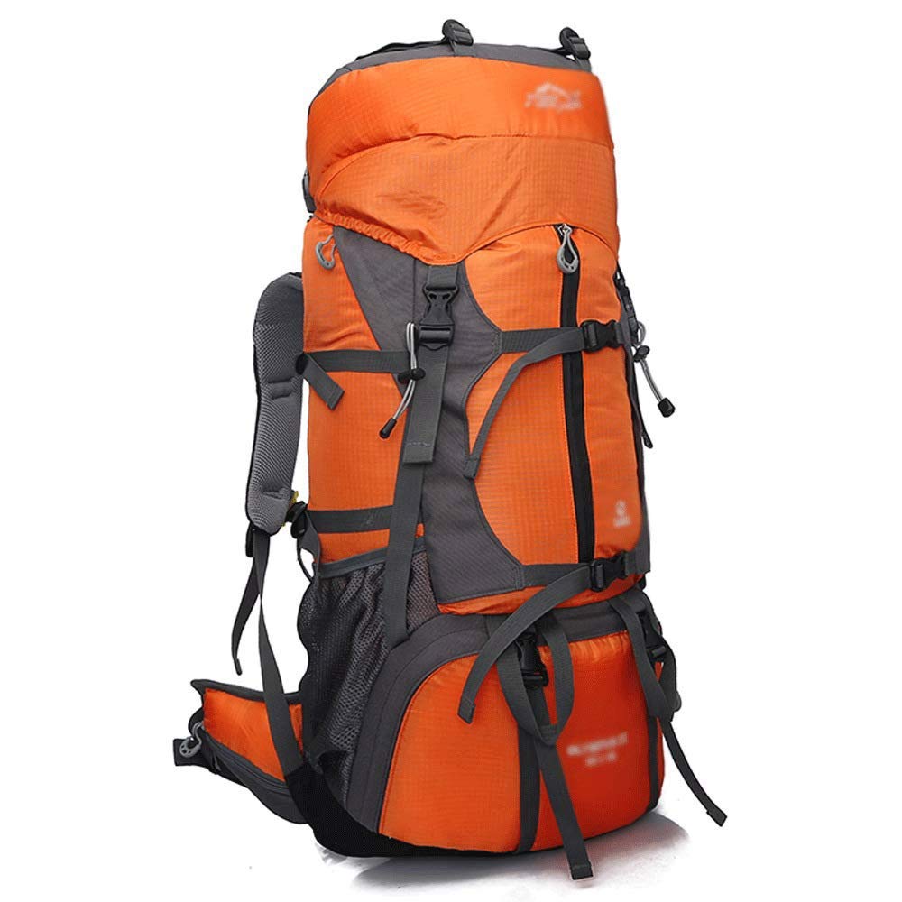 KLHHG 50L Waterproof Hiking Backpack for Men & Women - Lightweight Internal Frame Camping Backpack with Rain Cover - Perfect for Trekking, Mountaineering, Travel & Outdoor Adventures (Orange)