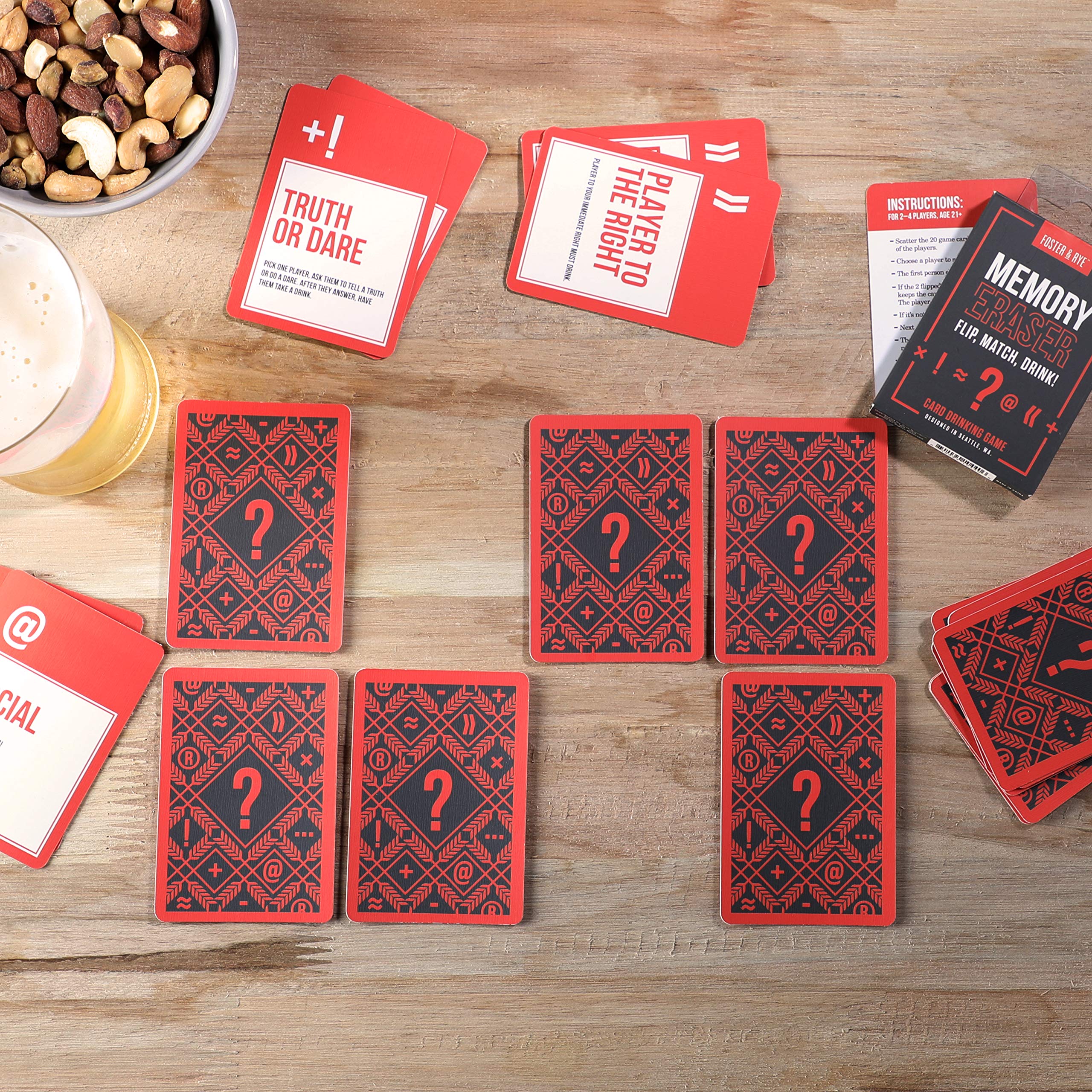 Foster & Rye Memory Eraser - Fun Adult Card Matching Drinking Game for Parties & Game Nights - Perfect for Bachelor/Bachelorette Parties & Social Gatherings