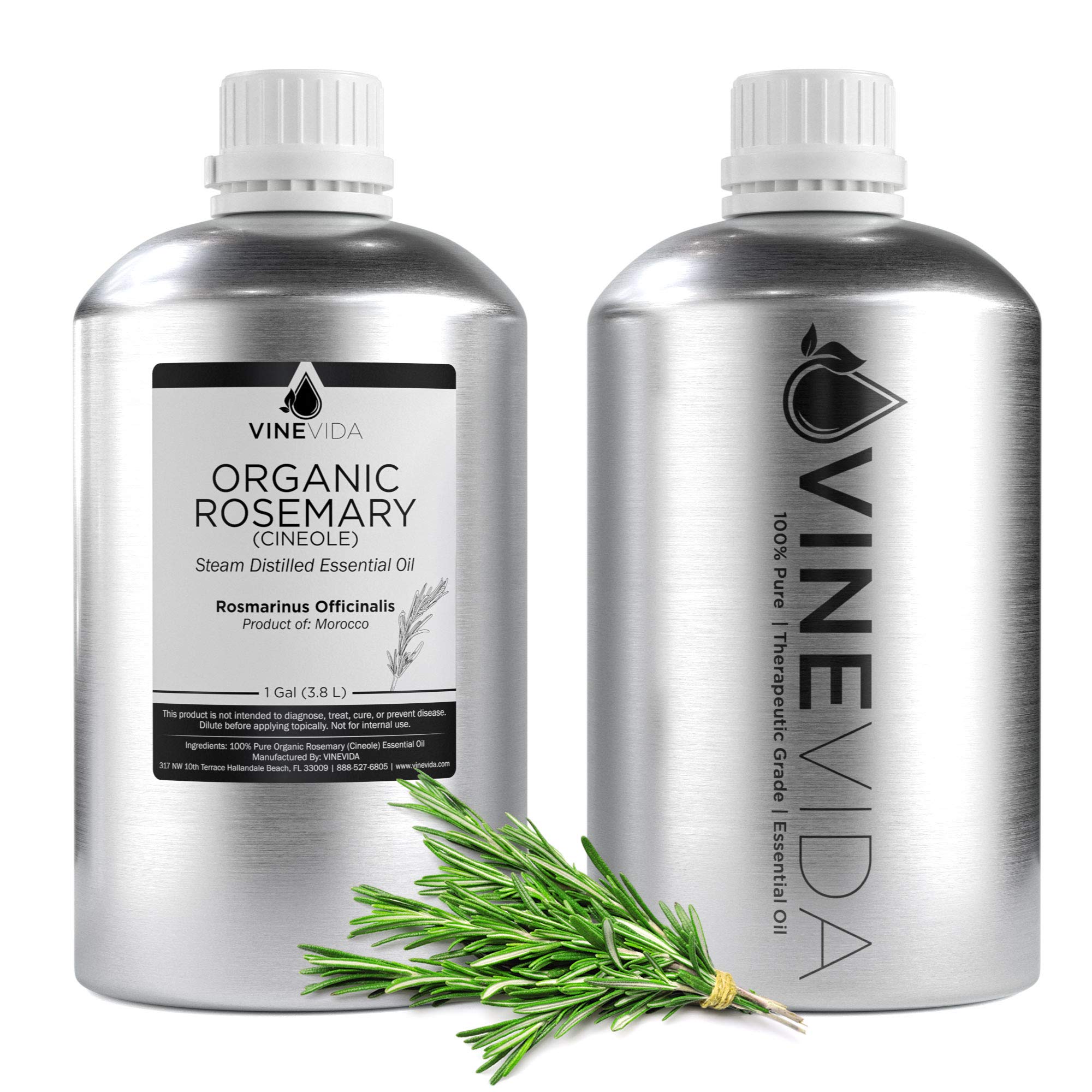 Premium Bulk Organic Rosemary Essential Oil – 1 Gallon 100% Pure Undiluted Rosemary Oil in Aluminum Bottle (8 lbs) for Aromatherapy, DIY Soaps, Candles, Skincare & Hair Care – VINEVIDA