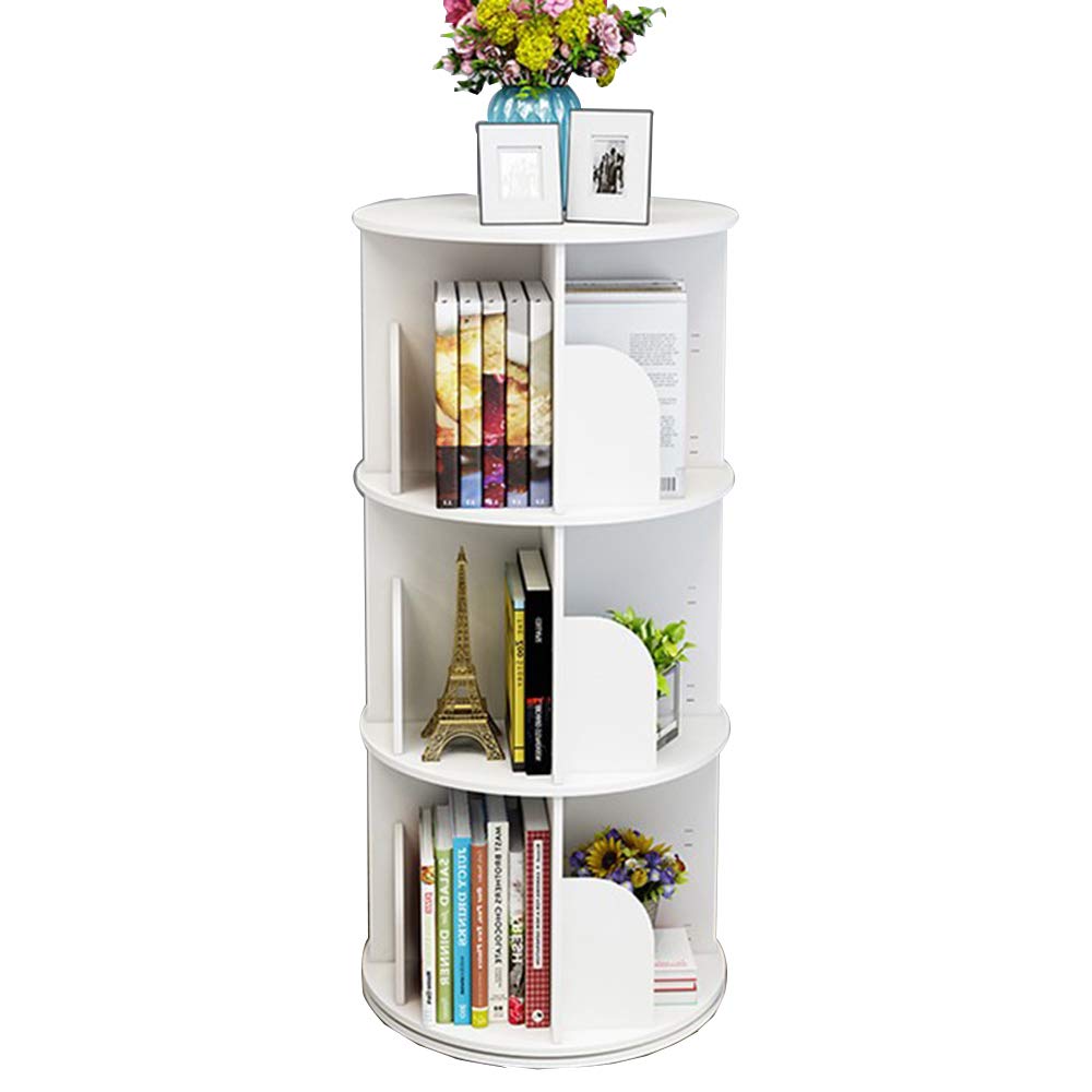Rotating Wooden Desktop Bookcase Organizer - 40.97cm White Storage Shelf for Books, Office Supplies & Decor | Perfect for Home, Office & Student Study Spaces